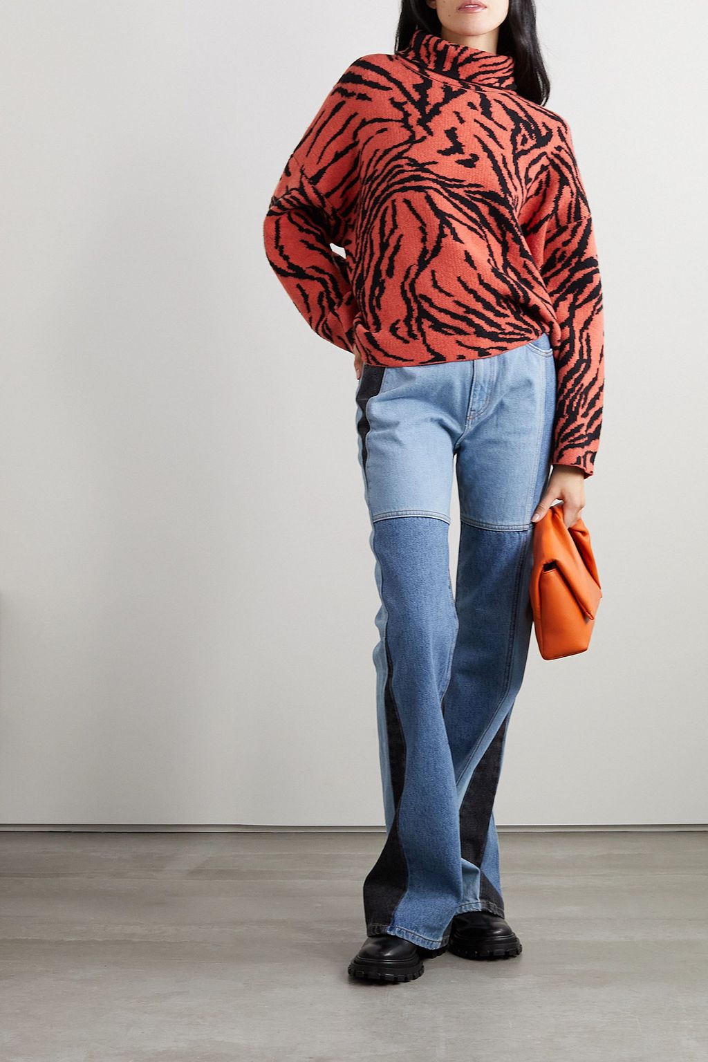 PROENZA SCHOULER كنزة بياقة طويلة من مزيج الكشمير بحبكة الجاكار