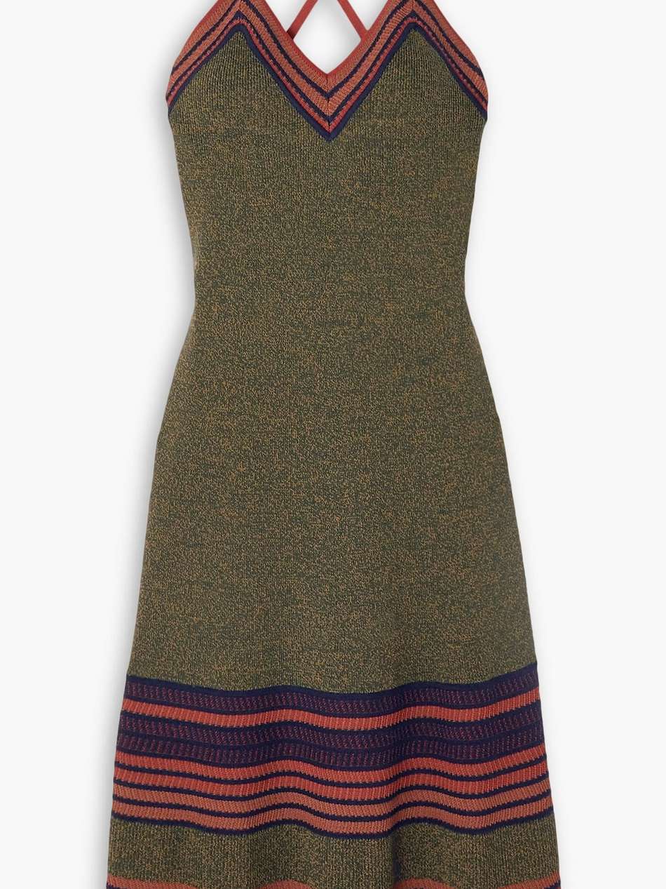 fusion striped wool-blend dress