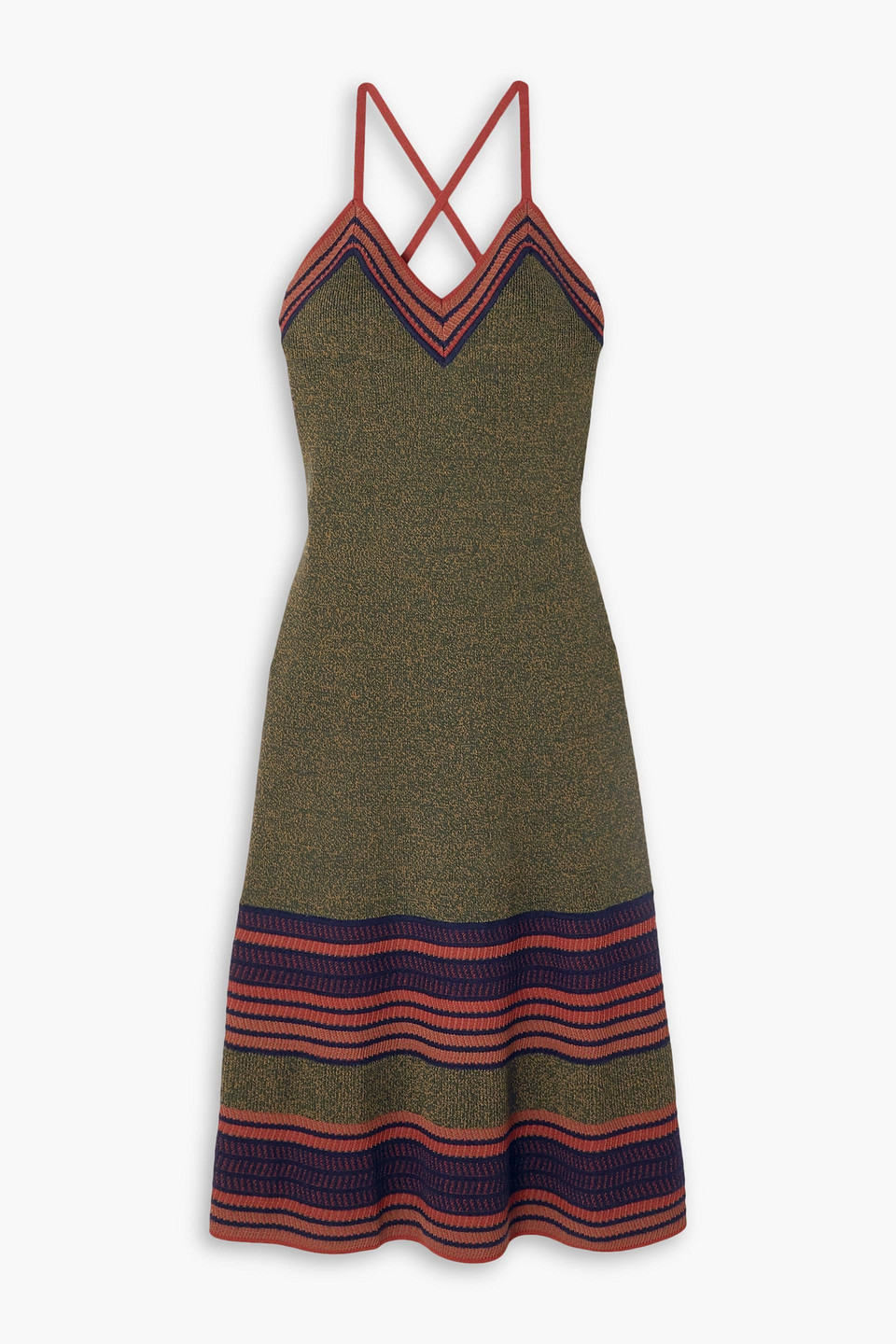 Wales Bonner Fusion Striped Wool-blend Dress In Army Green