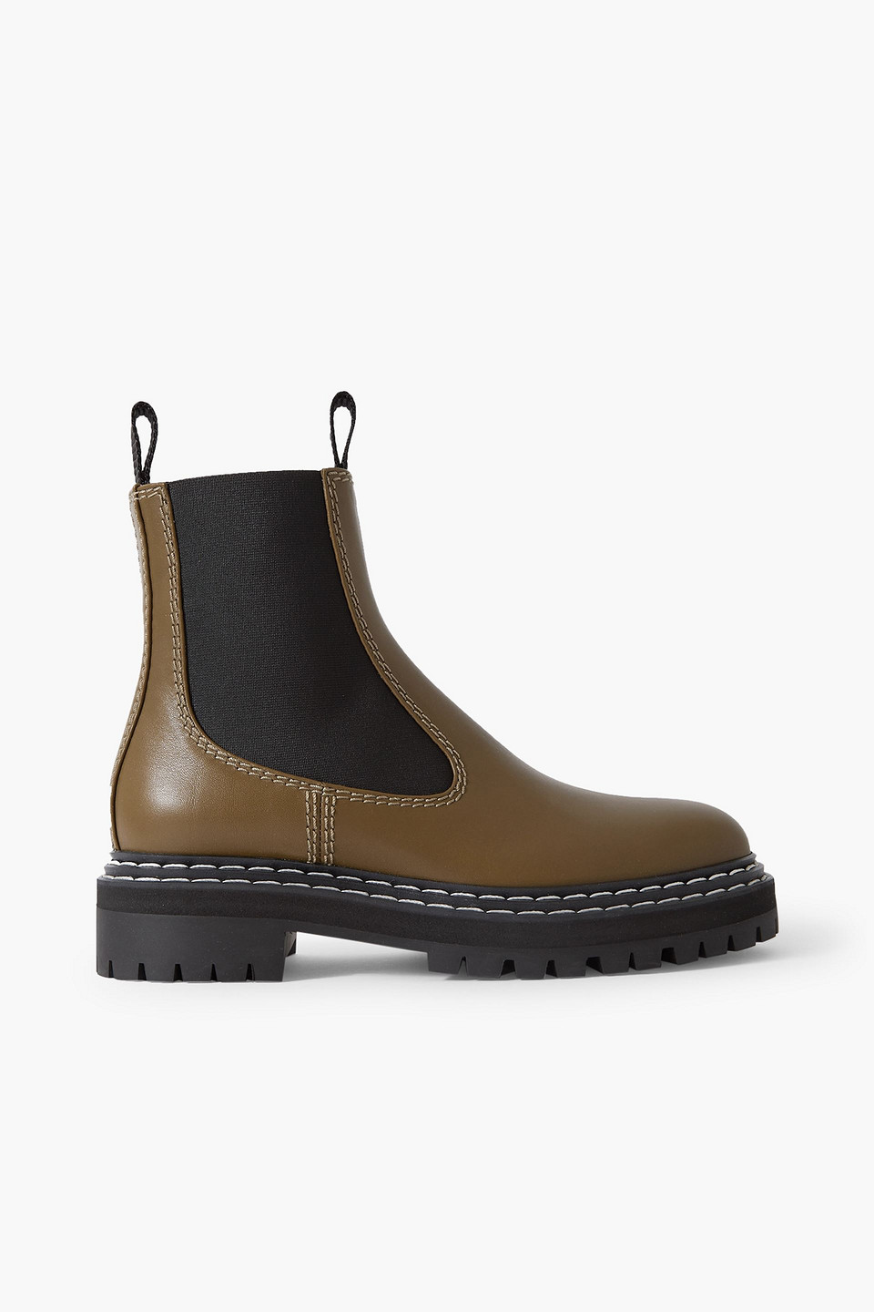 Proenza Schouler Khaki Leather Lug Sole Chelsea Boots In Military-grün
