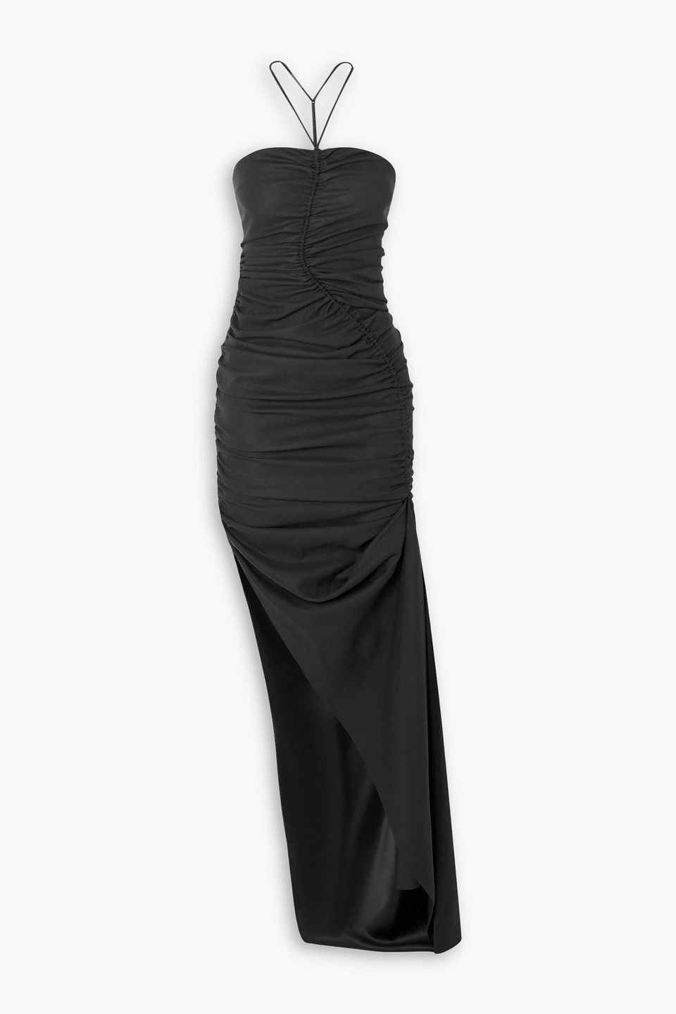Supriya Lele Asymmetric Cutout Ruched Crepe Midi Dress In Black