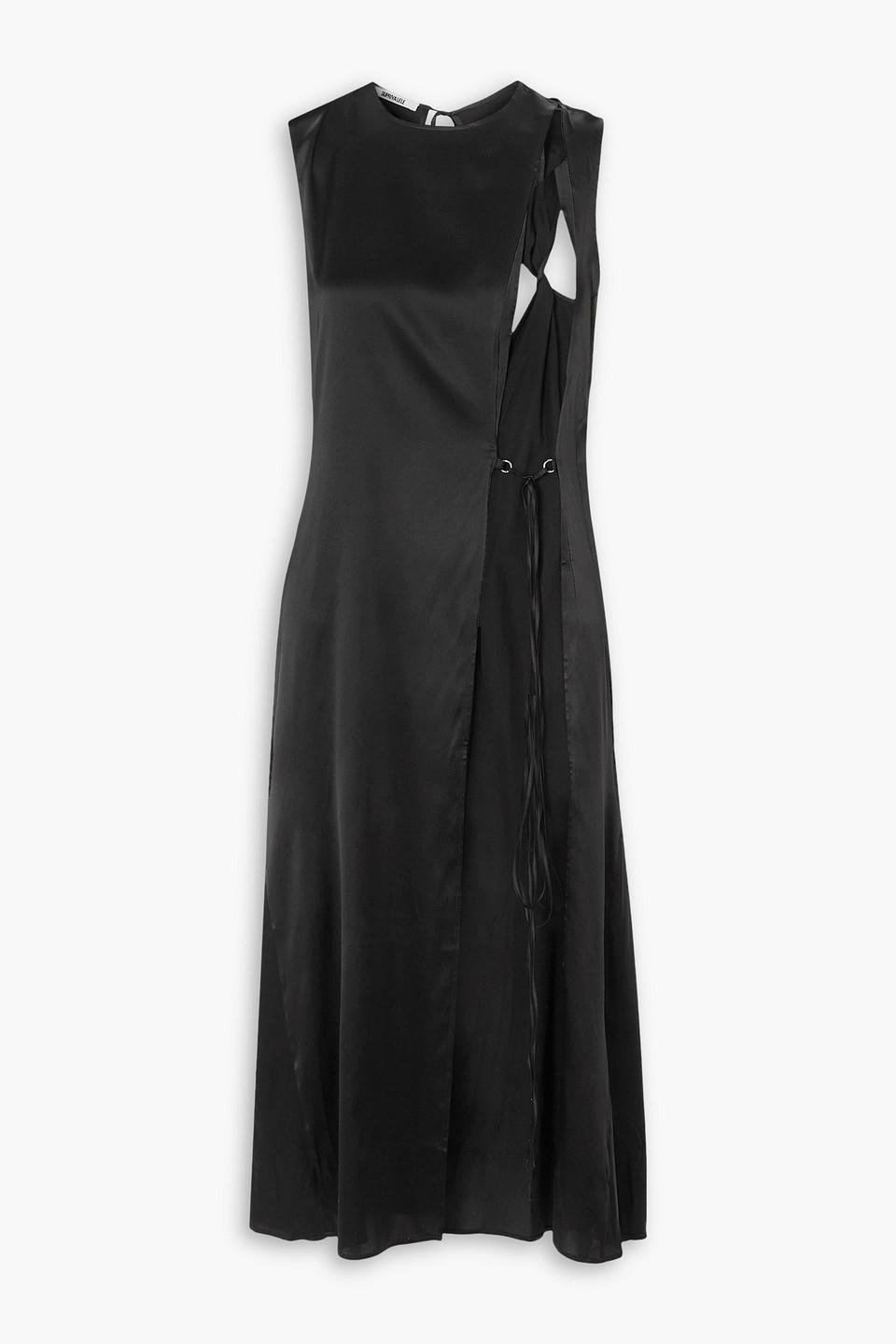 Supriya Lele Tie-detailed Cutout Silk-blend Satin Midi Dress In Black