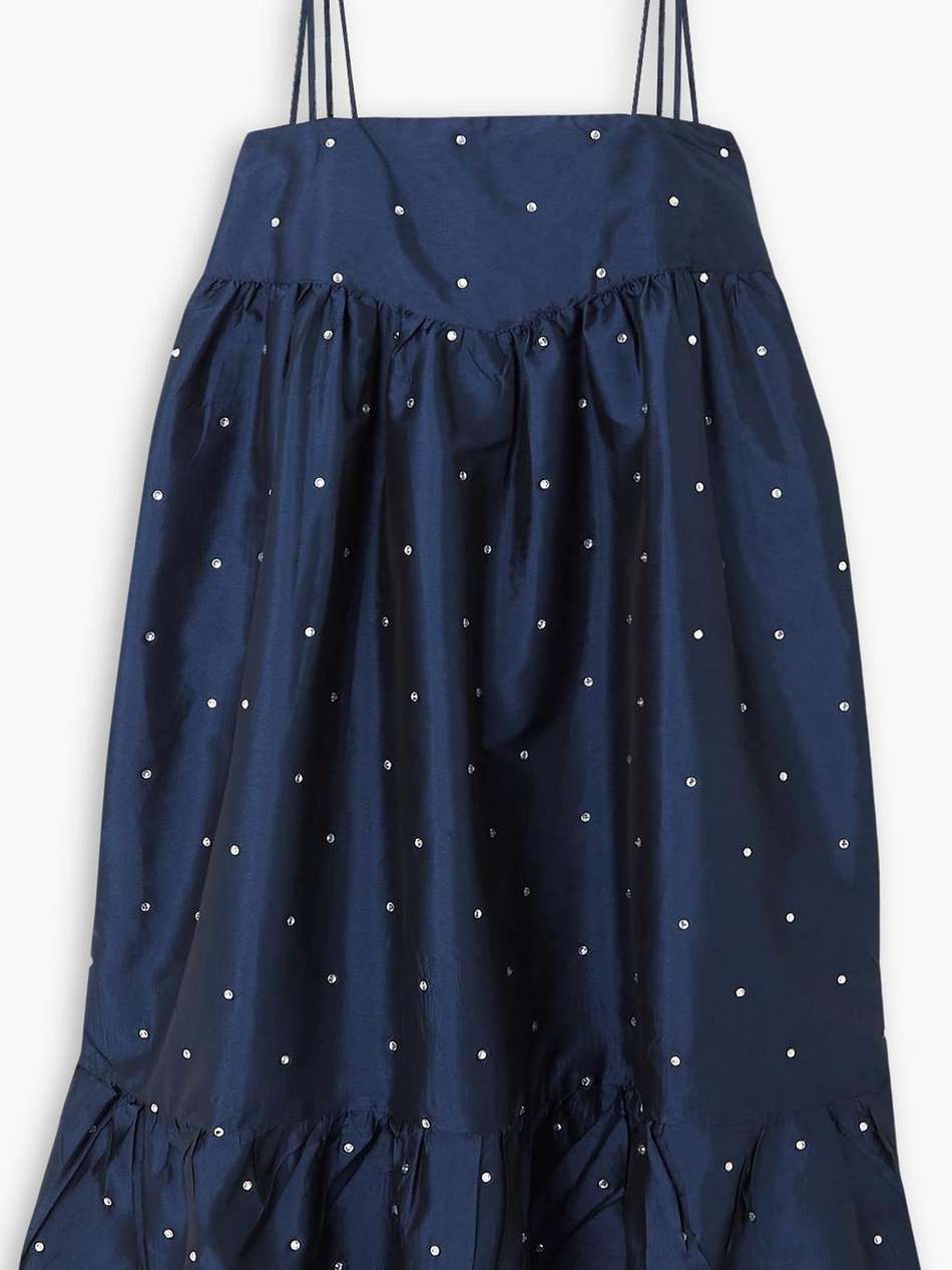 singer ruffled crystal-embellished taffeta midi dress