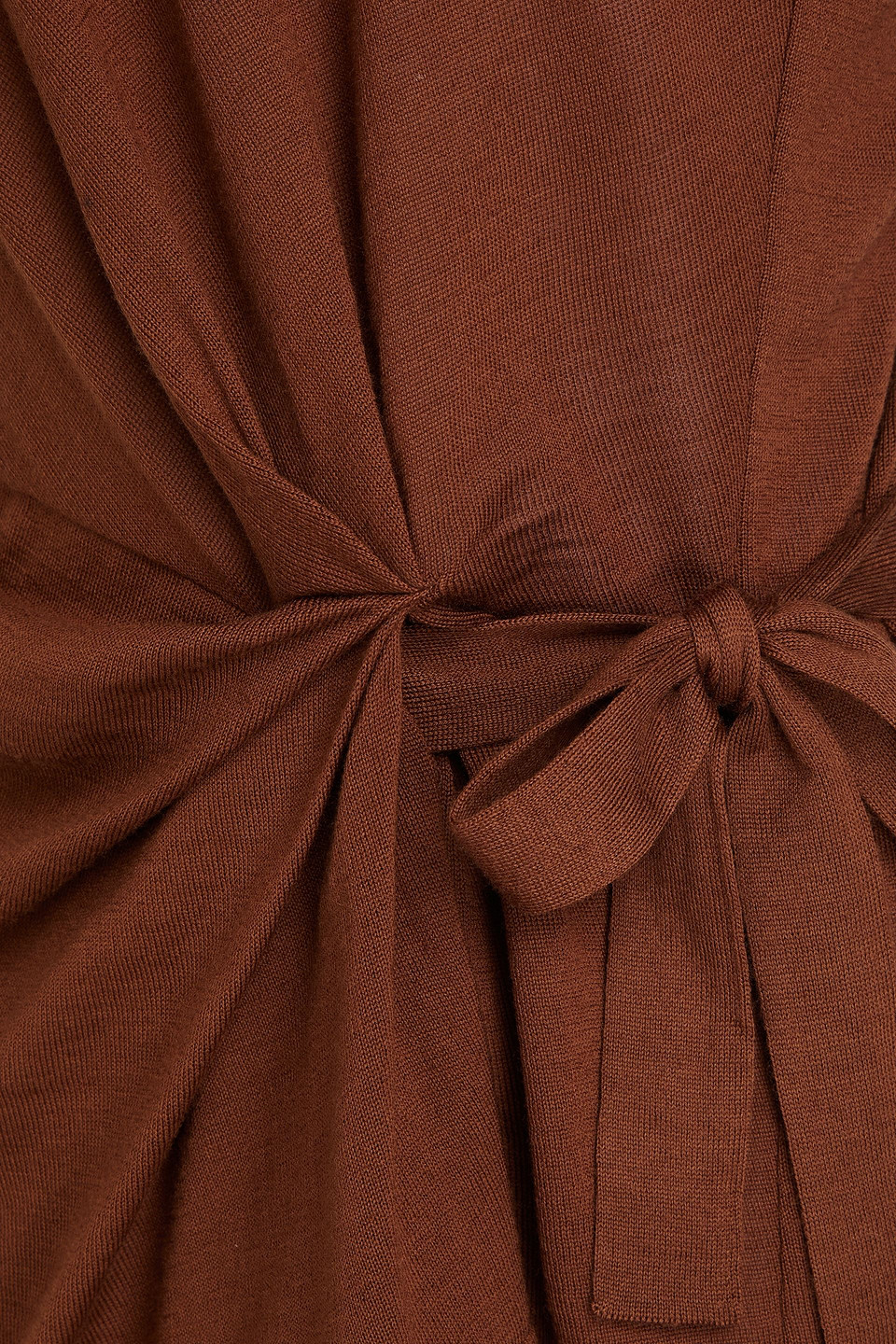Alberta Ferretti Asymmetric Ruched Wool Top In Brown