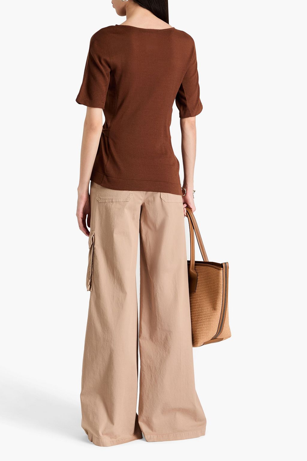 ALBERTA FERRETTI Asymmetric ruched wool top