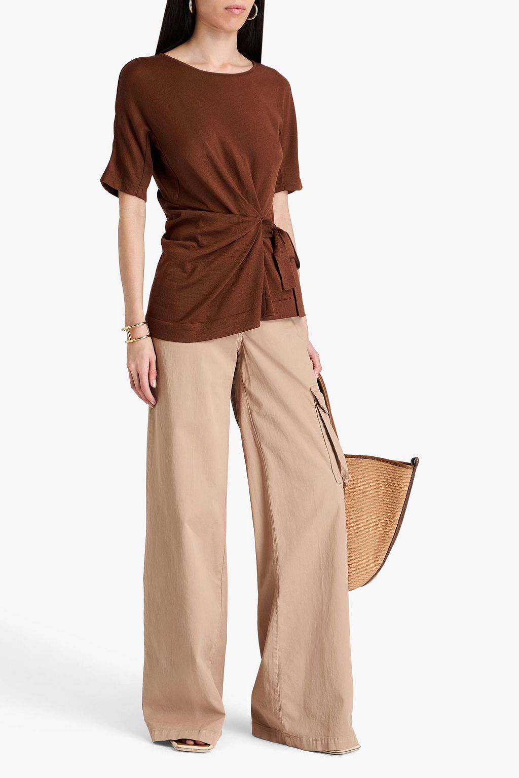 ALBERTA FERRETTI Asymmetric ruched wool top