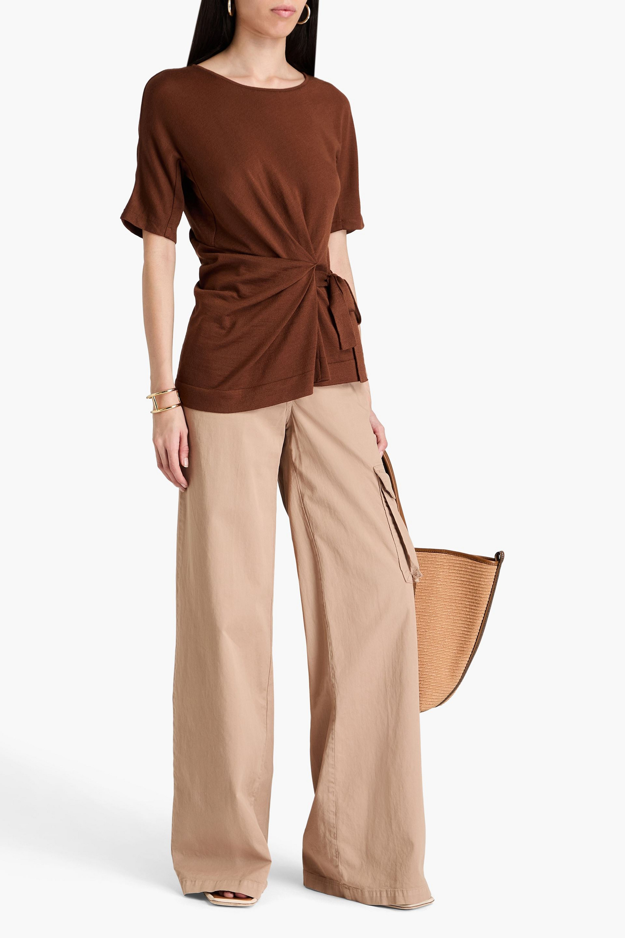 ALBERTA FERRETTI Asymmetric ruched wool top
