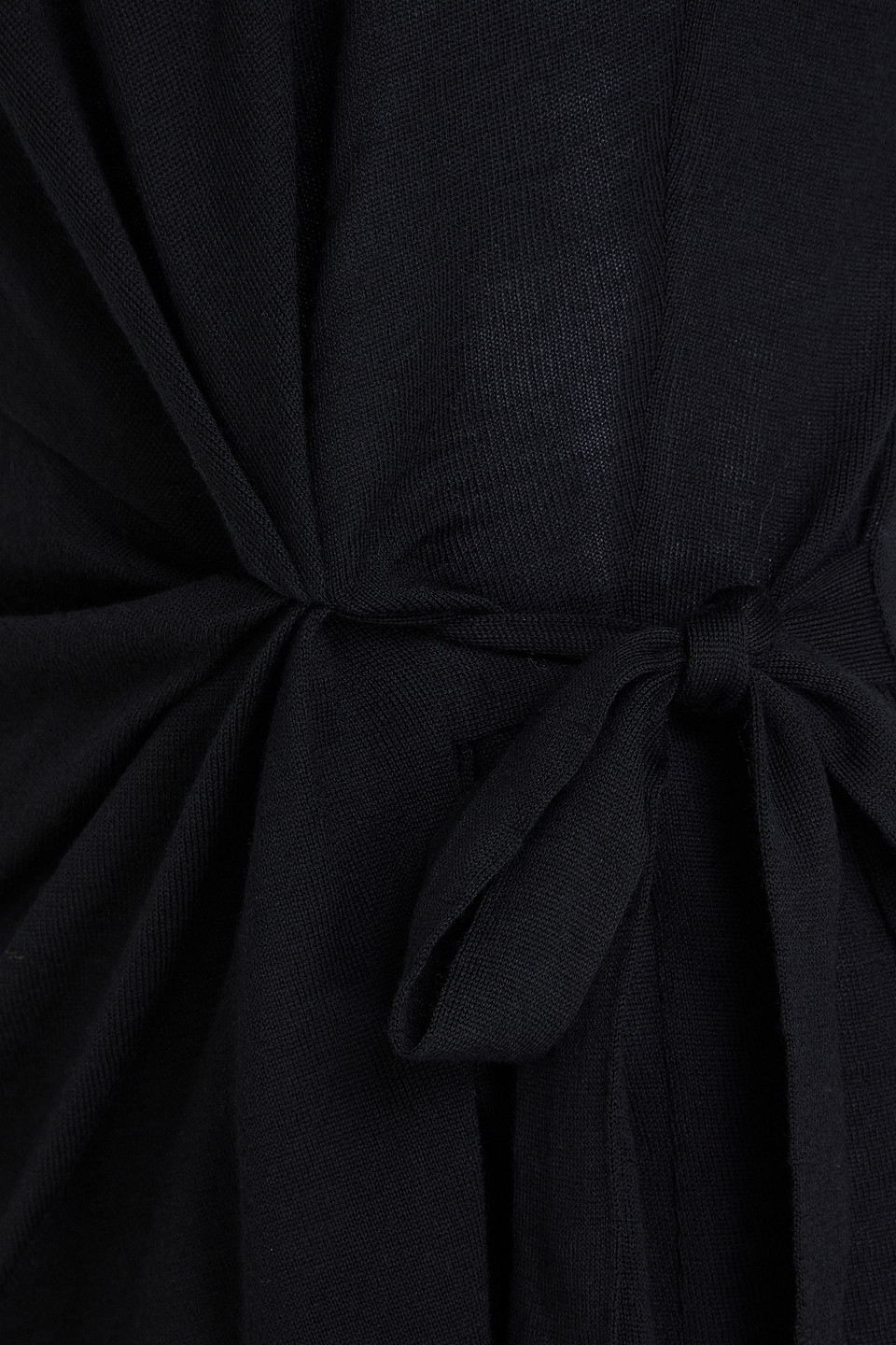 Alberta Ferretti Asymmetric Ruched Wool Top In Black