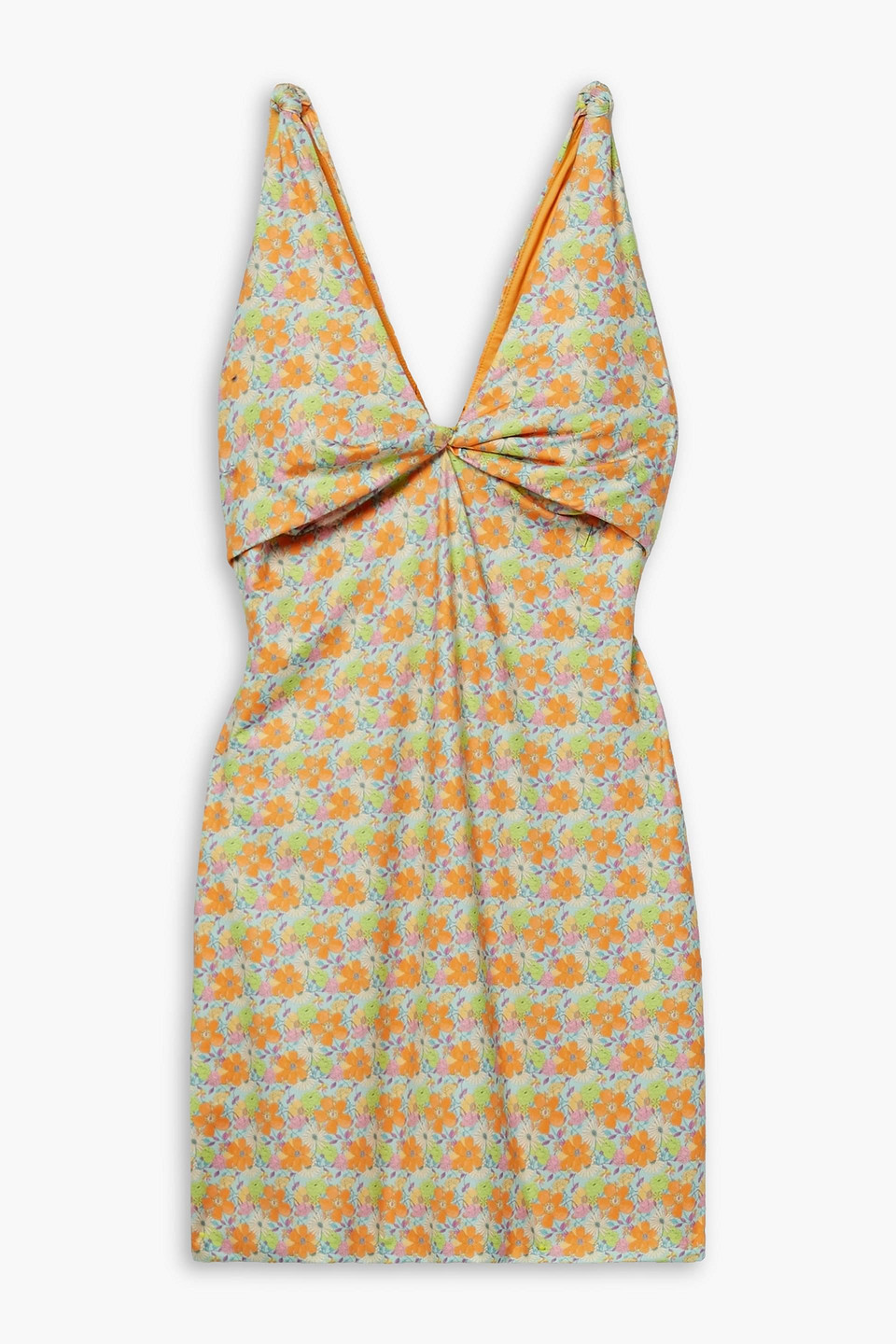 Loveshackfancy Farida Minikleid Aus Stretch-jersey Mit Blumenprint In Orange