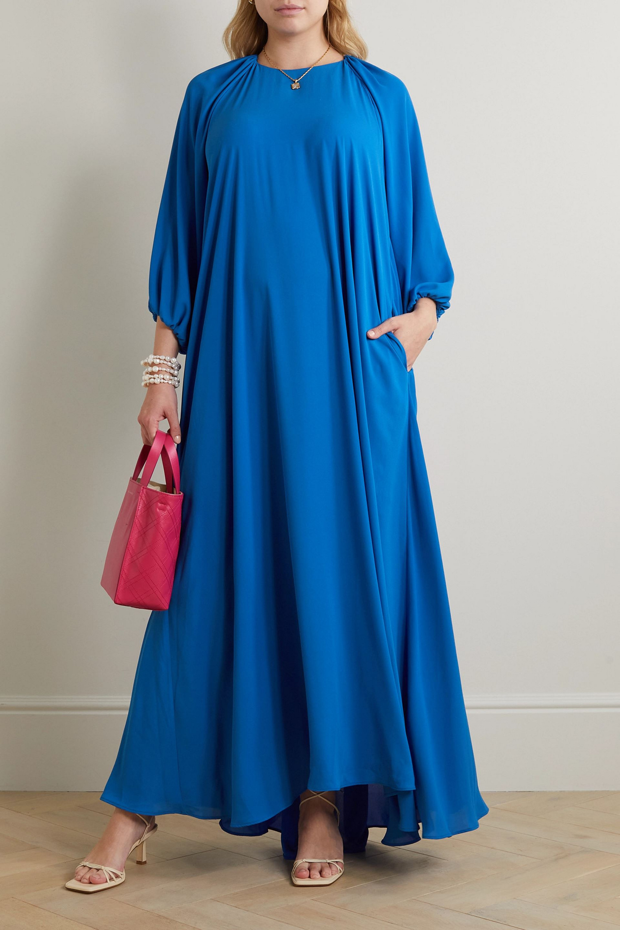 Bernadette Frida tie-detailed open-back chiffon maxi dress