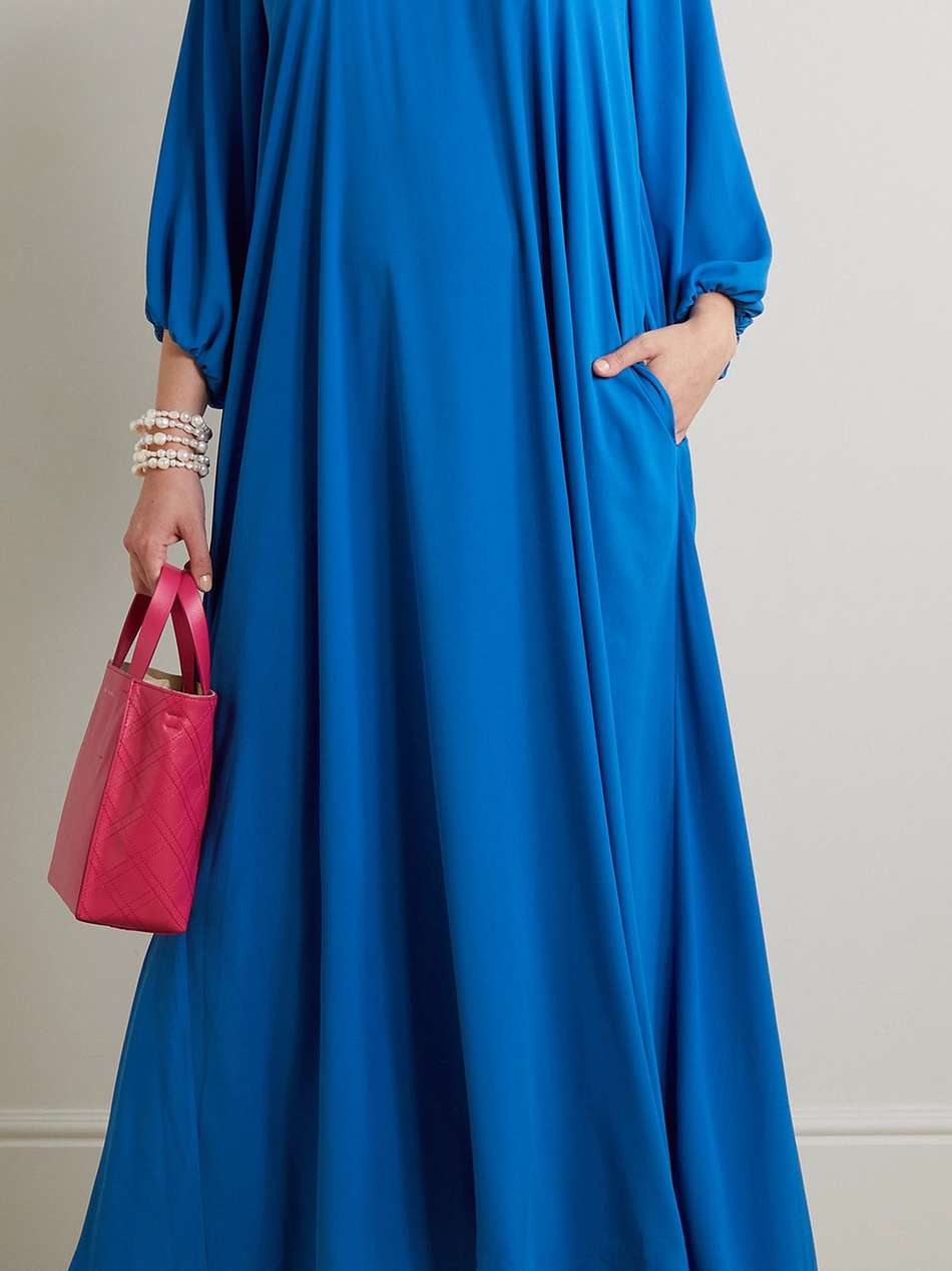 frida tie-detailed open-back chiffon maxi dress