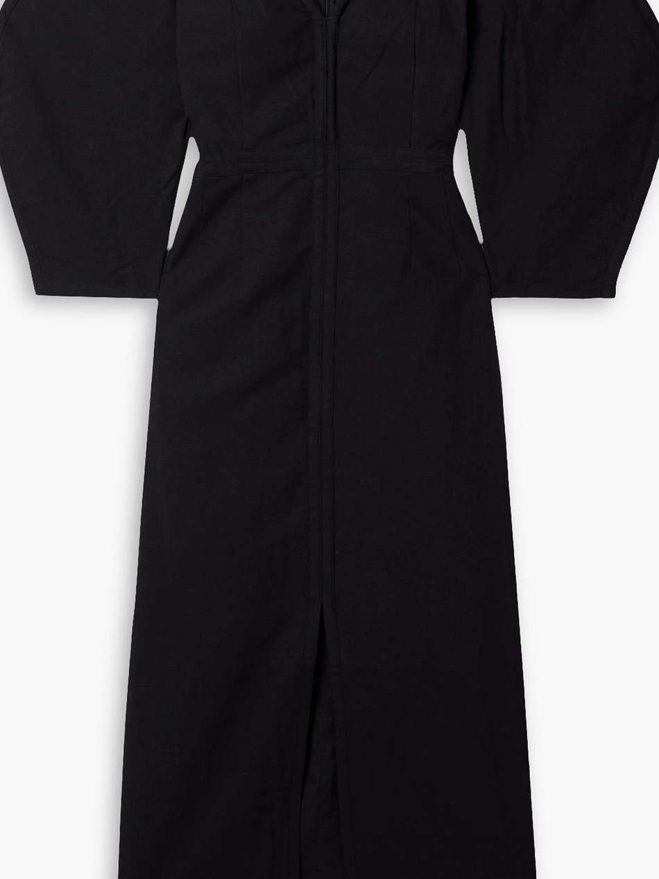 leonara off-the-shoulder tencel™ lyocell and linen-blend midi dress