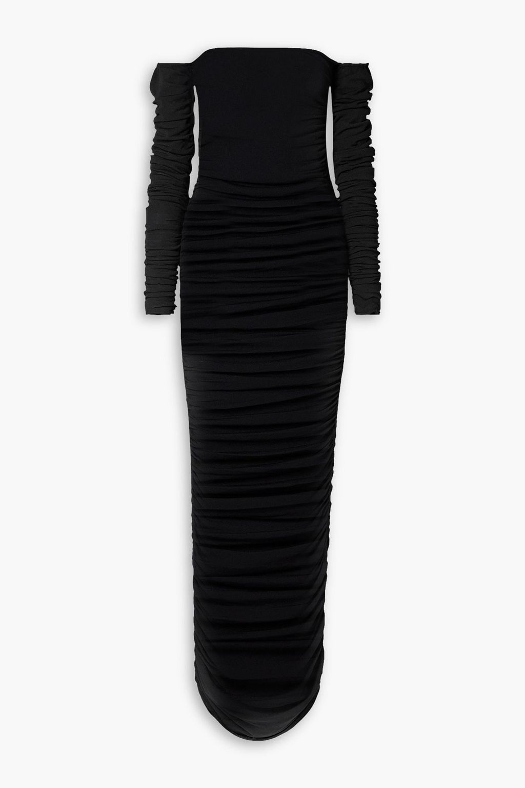 Black ruched cold shoulder midi dress clearance