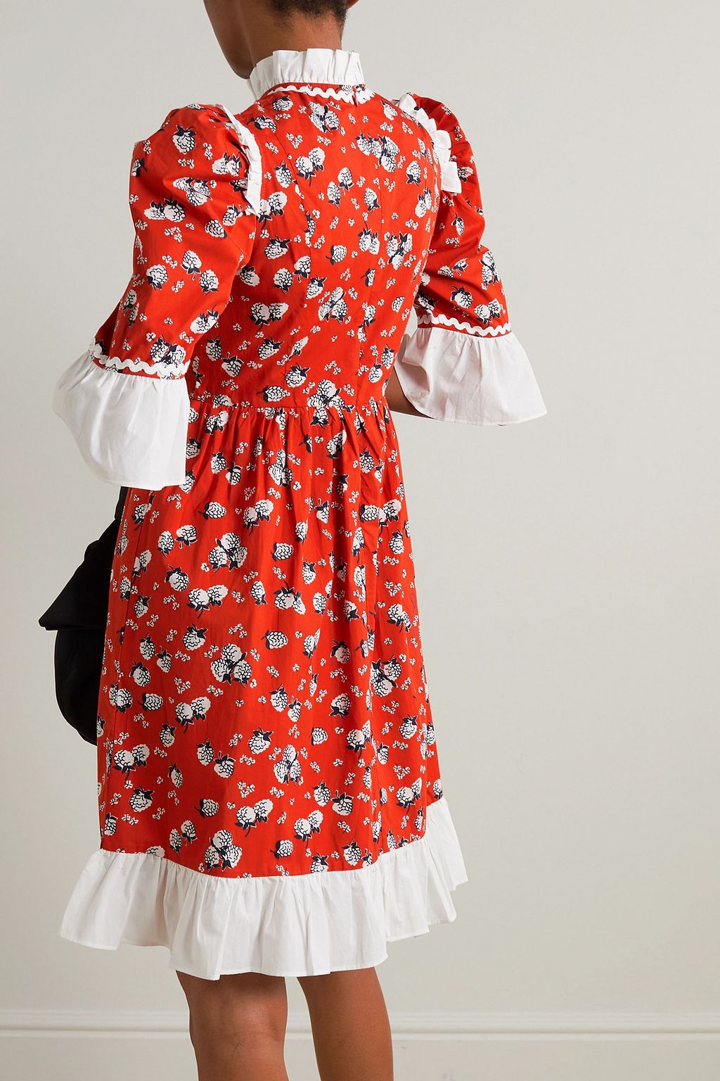 BATSHEVA Bedrucktes Minikleid aus Baumwollpopeline mit Rüschen