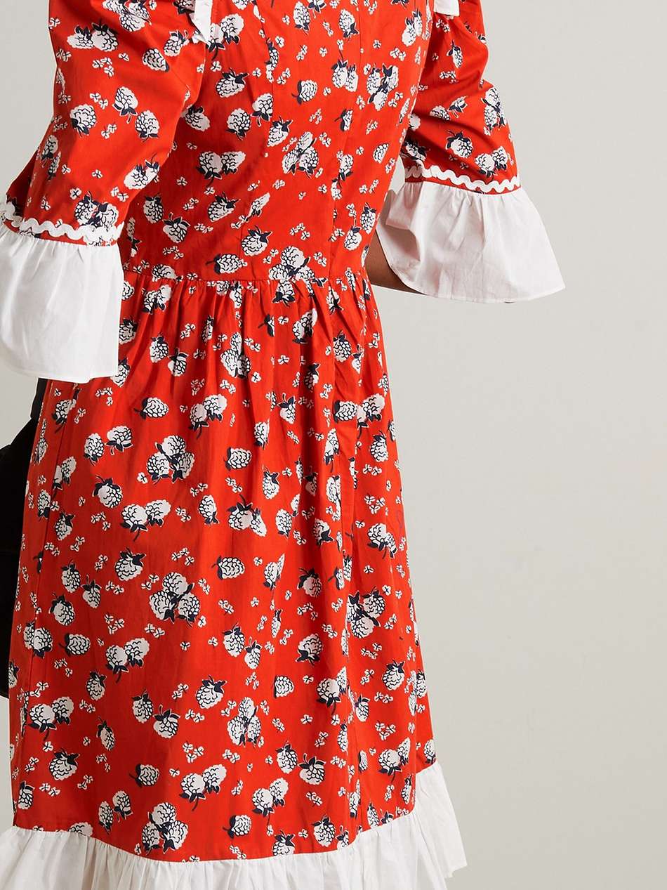 ruffled printed cotton-poplin mini dress