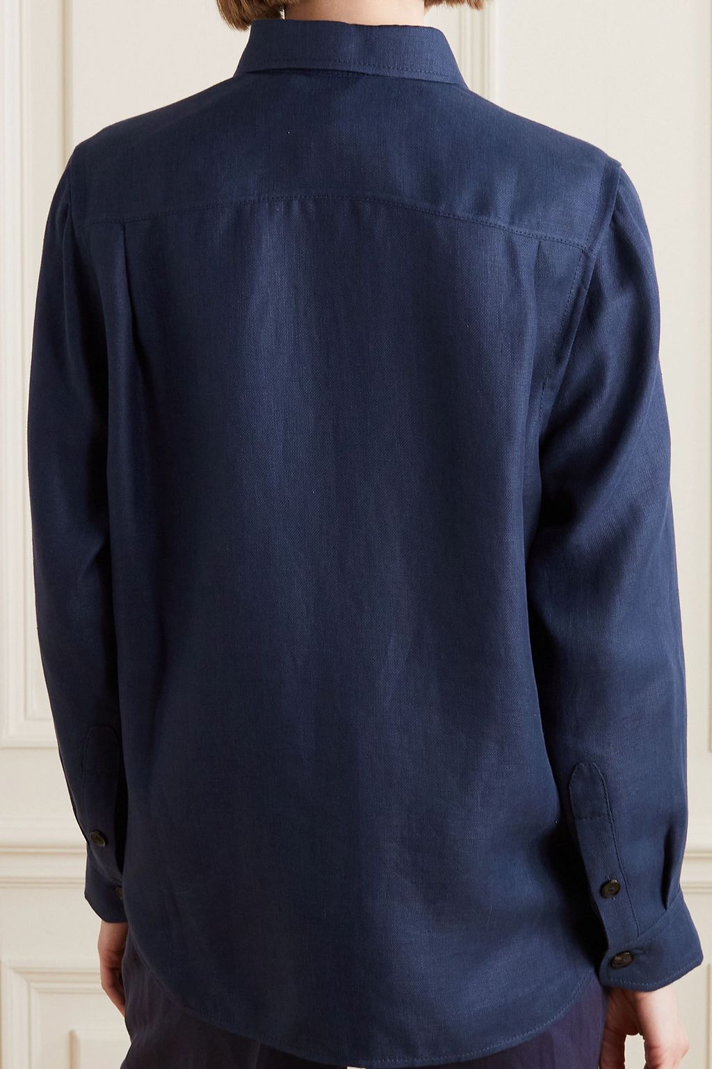 BRIONI Hemp, cashmere and silk-blend twill shirt