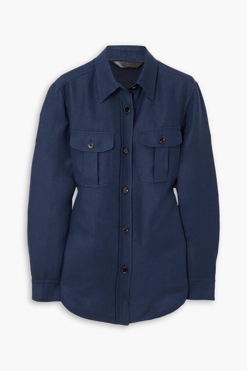 Brioni Hemp, Cashmere And Silk-blend Twill Shirt In Navy
