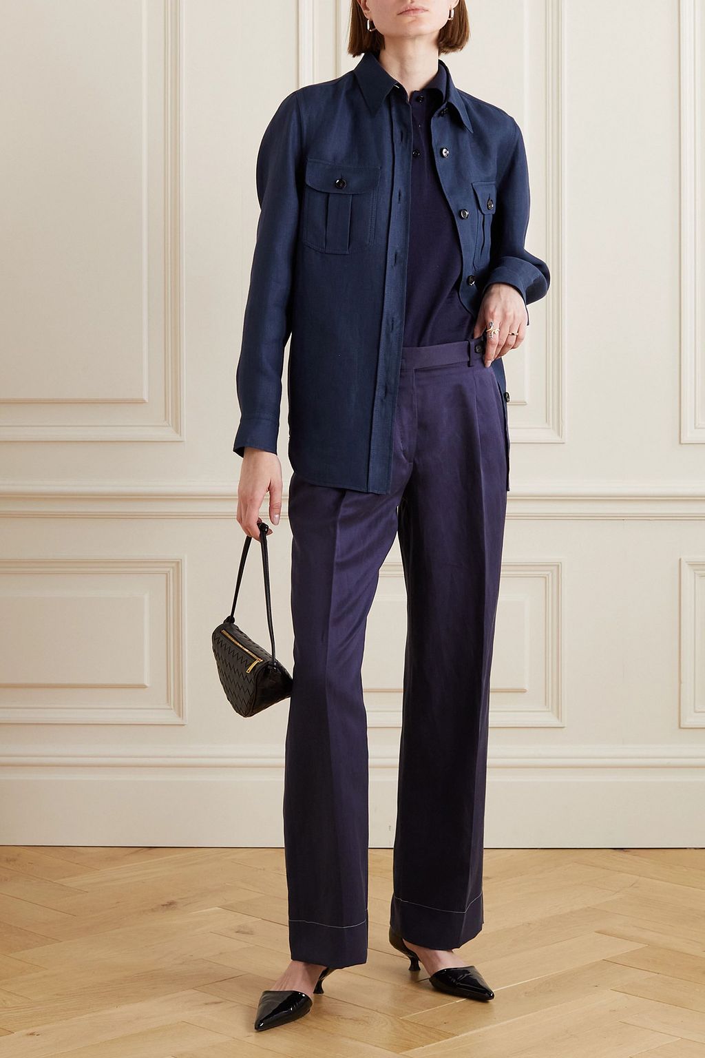 BRIONI Hemp, cashmere and silk-blend twill shirt