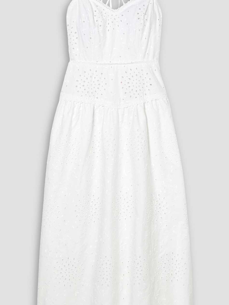 dania open-back broderie anglaise cotton-blend midi dress