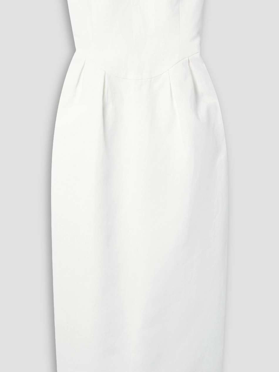 isla strapless tencel™ lyocell and linen-blend midi dress