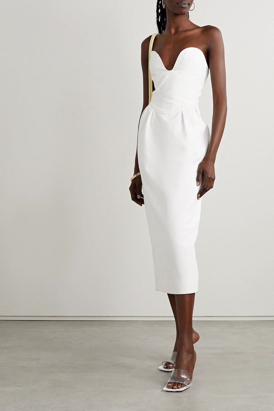 MARA HOFFMAN ISLA STRAPLESS TENCEL™ LYOCELL AND LINEN-BLEND MIDI DRESS