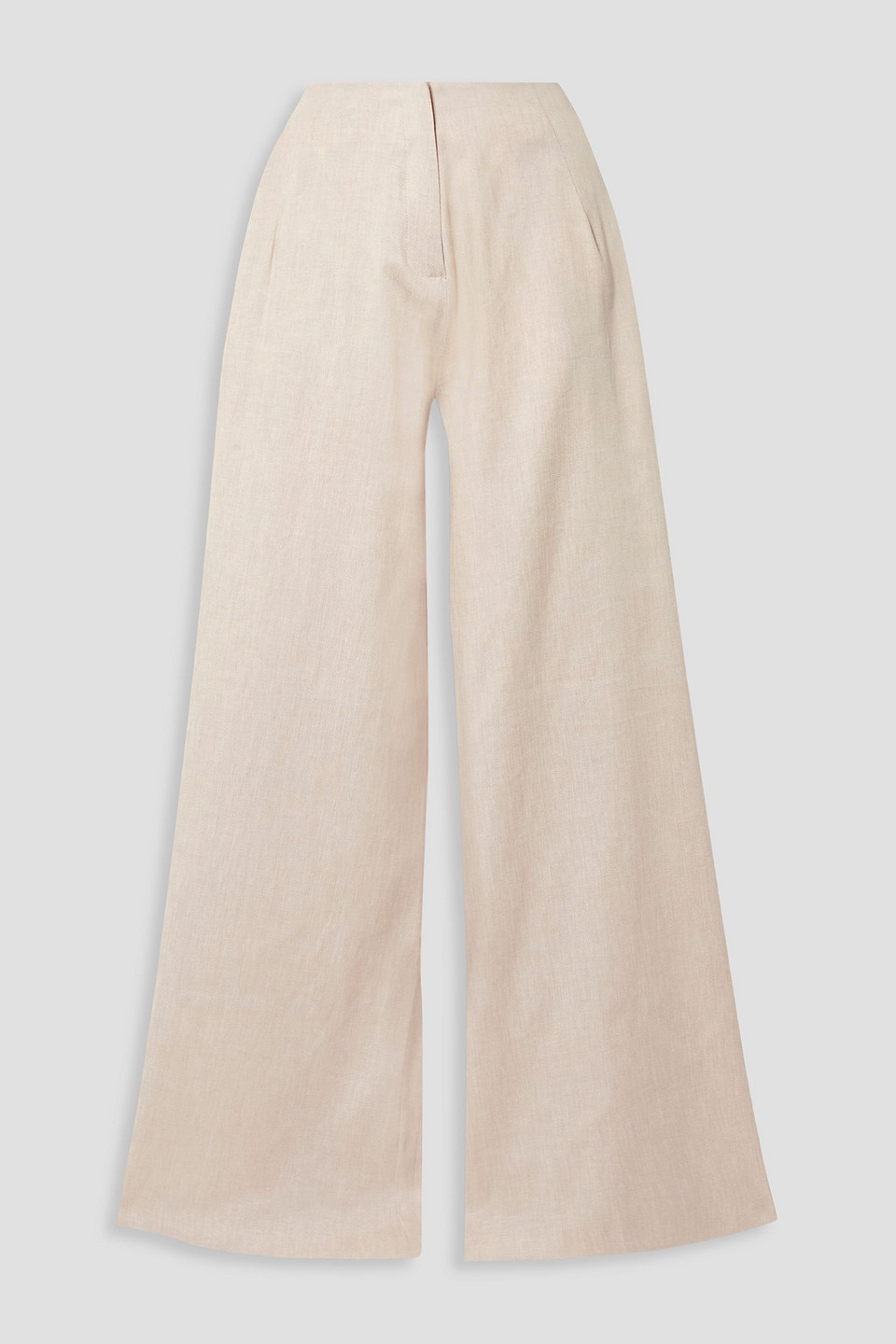 AAIZÉL Pleated stretch linen and cotton-blend twill wide-leg pants