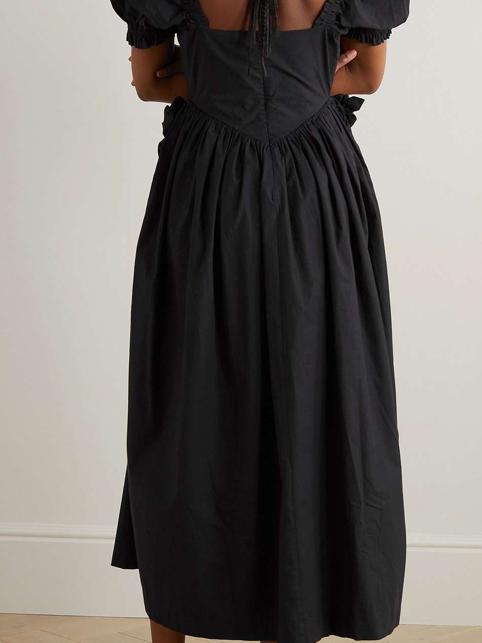 farley appliquéd cotton-poplin midi dress