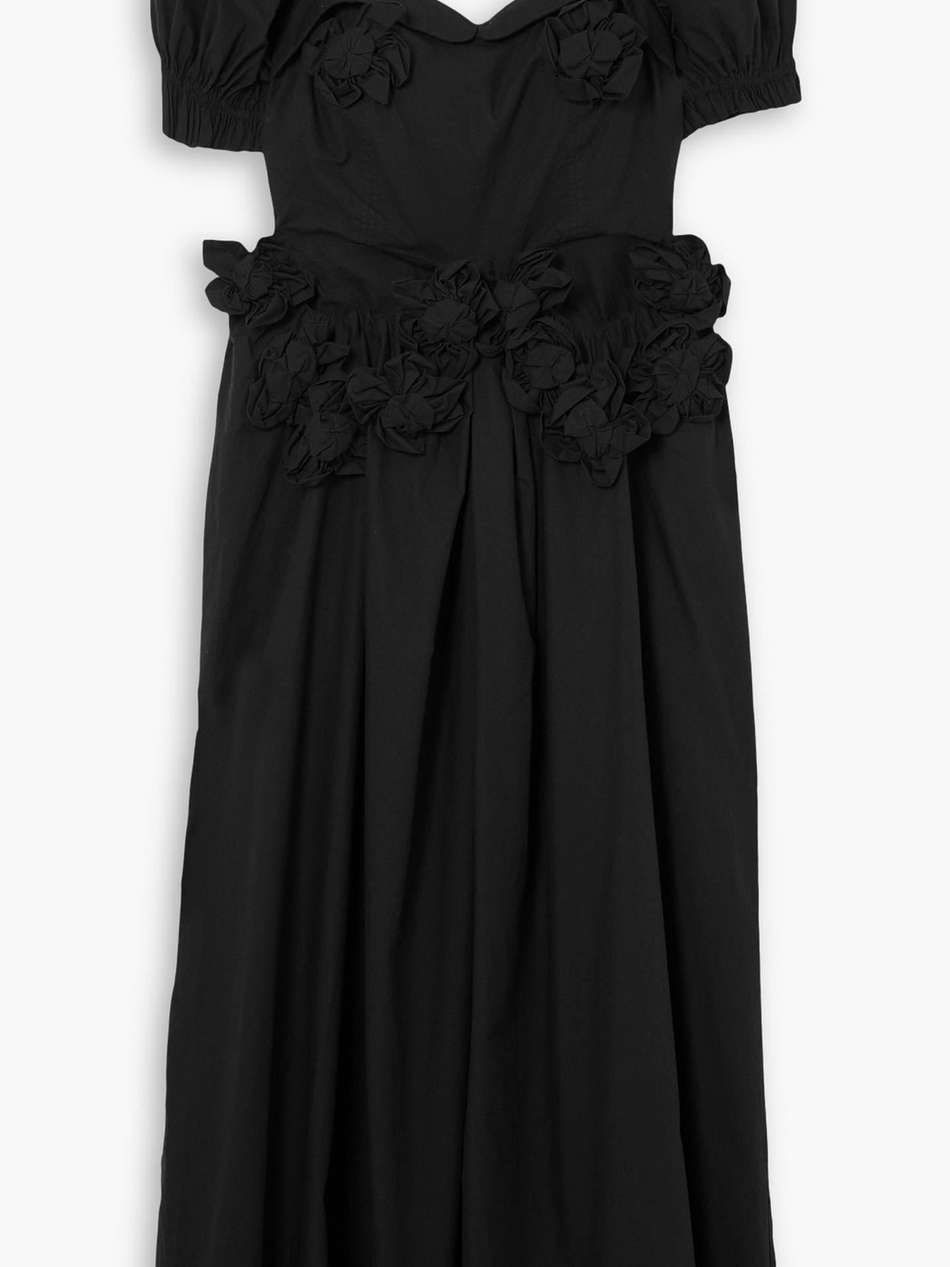 farley appliquéd cotton-poplin midi dress