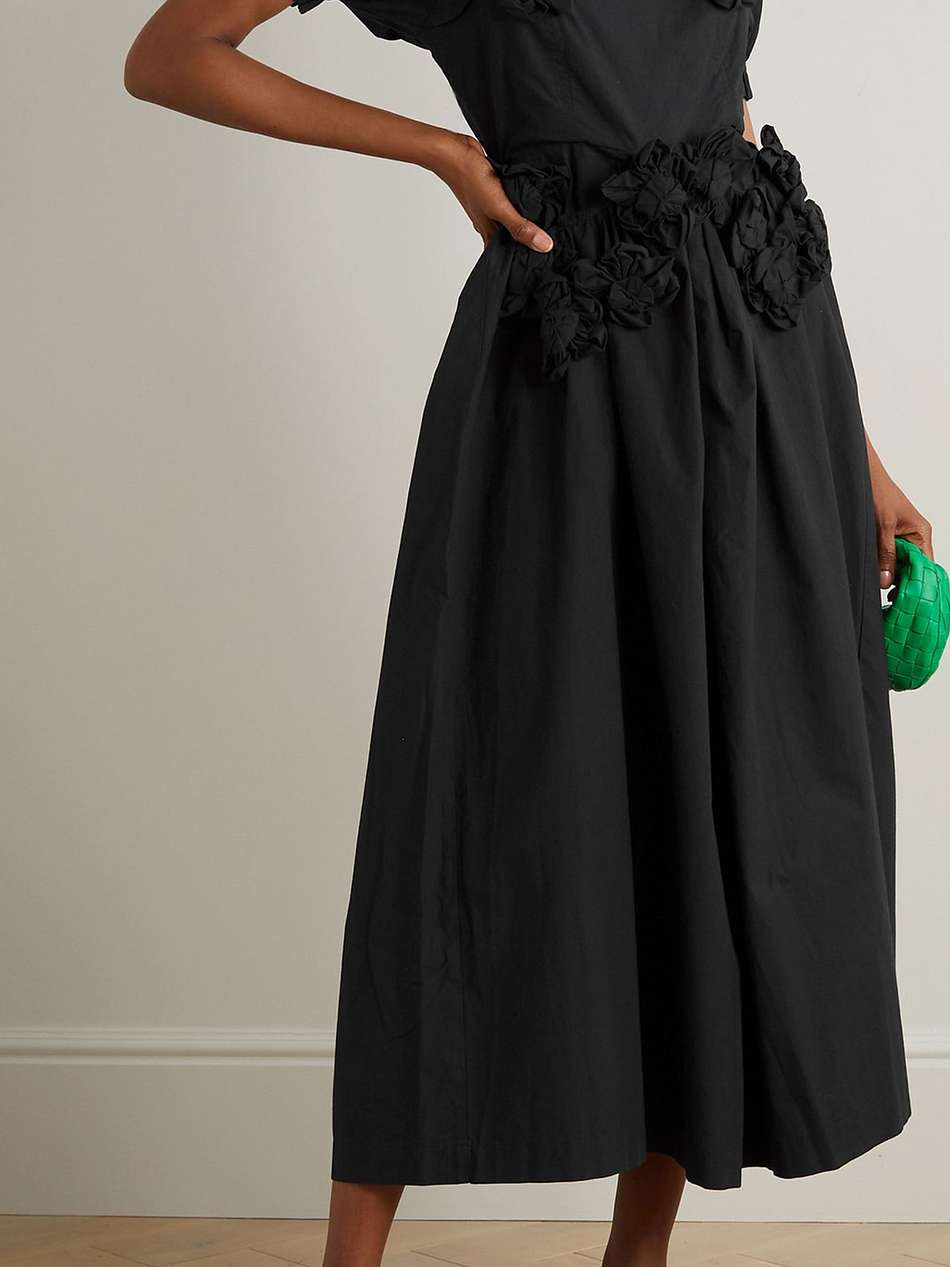 farley appliquéd cotton-poplin midi dress