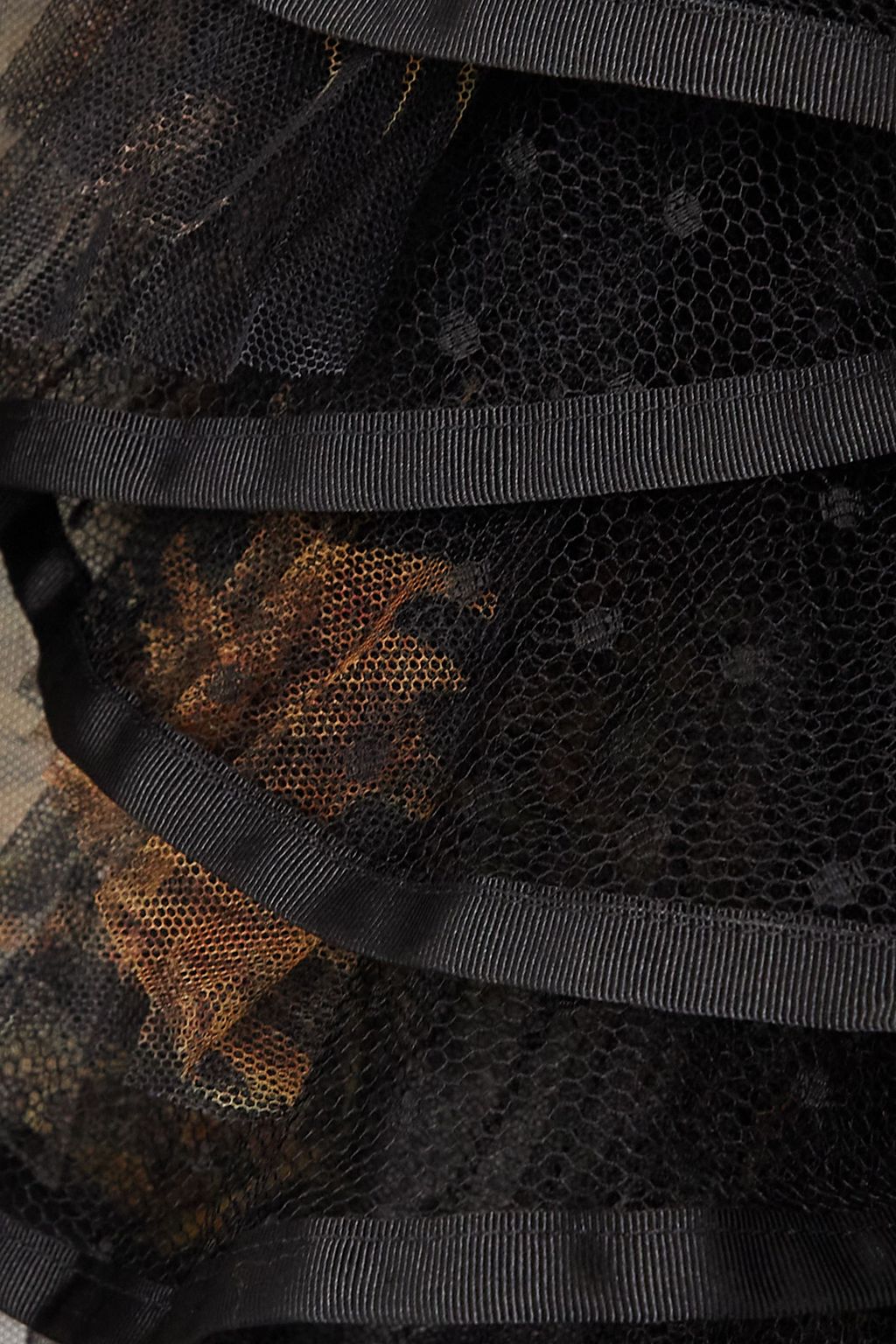 ETRO Ruffled satin-trimmed Swiss-dot and printed tulle blouse