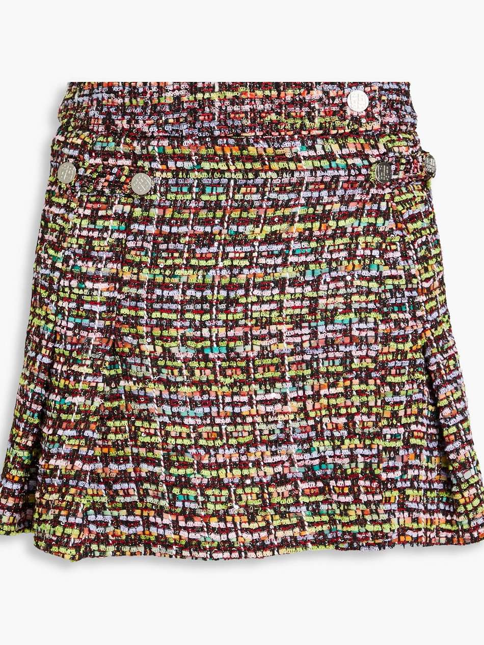 pleated bouclé-tweed mini skirt