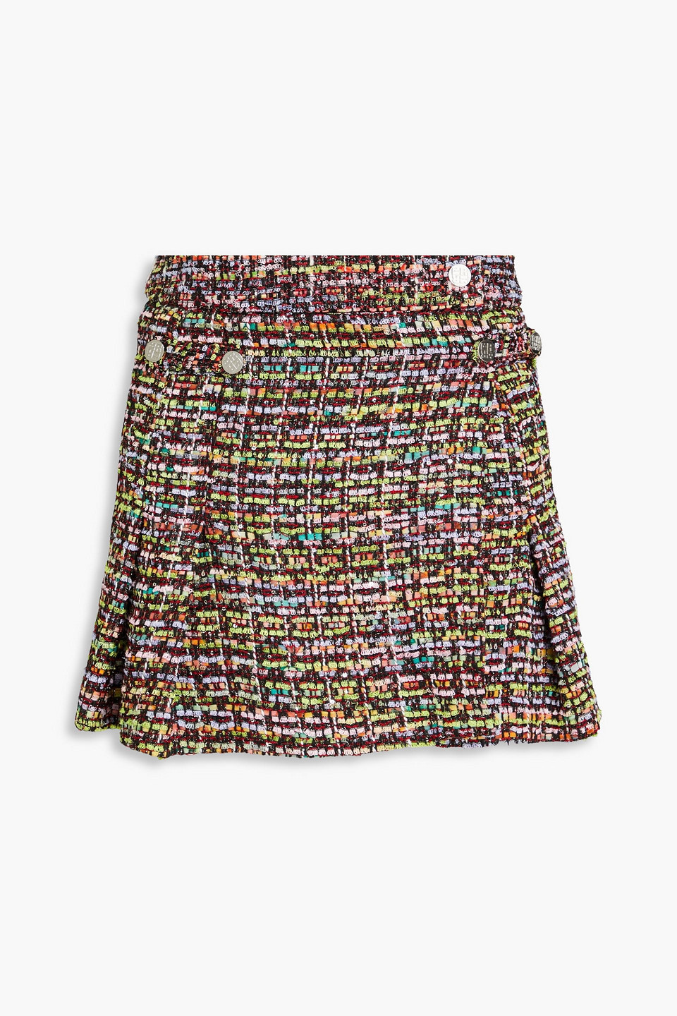 Rotate Birger Christensen Pleated Bouclé-tweed Mini Skirt In Multicolor