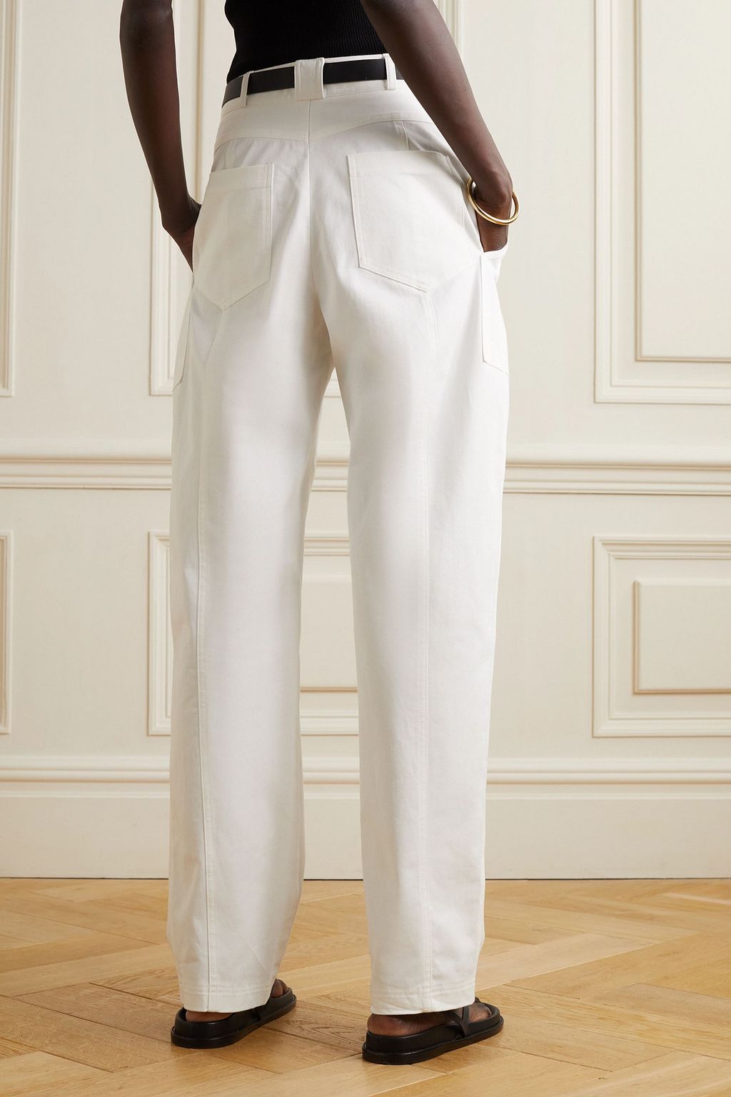 MATTEAU Paneled cotton-blend straight-leg pants