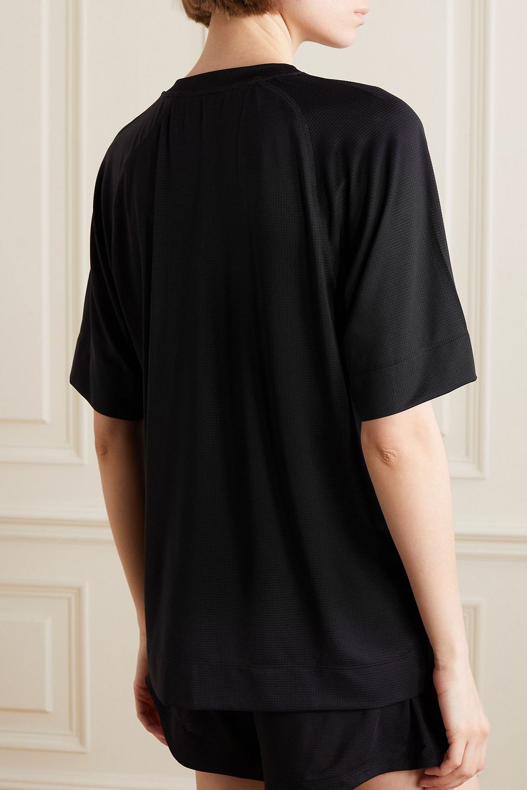 GANNI Printed stretch recycled-mesh T-shirt