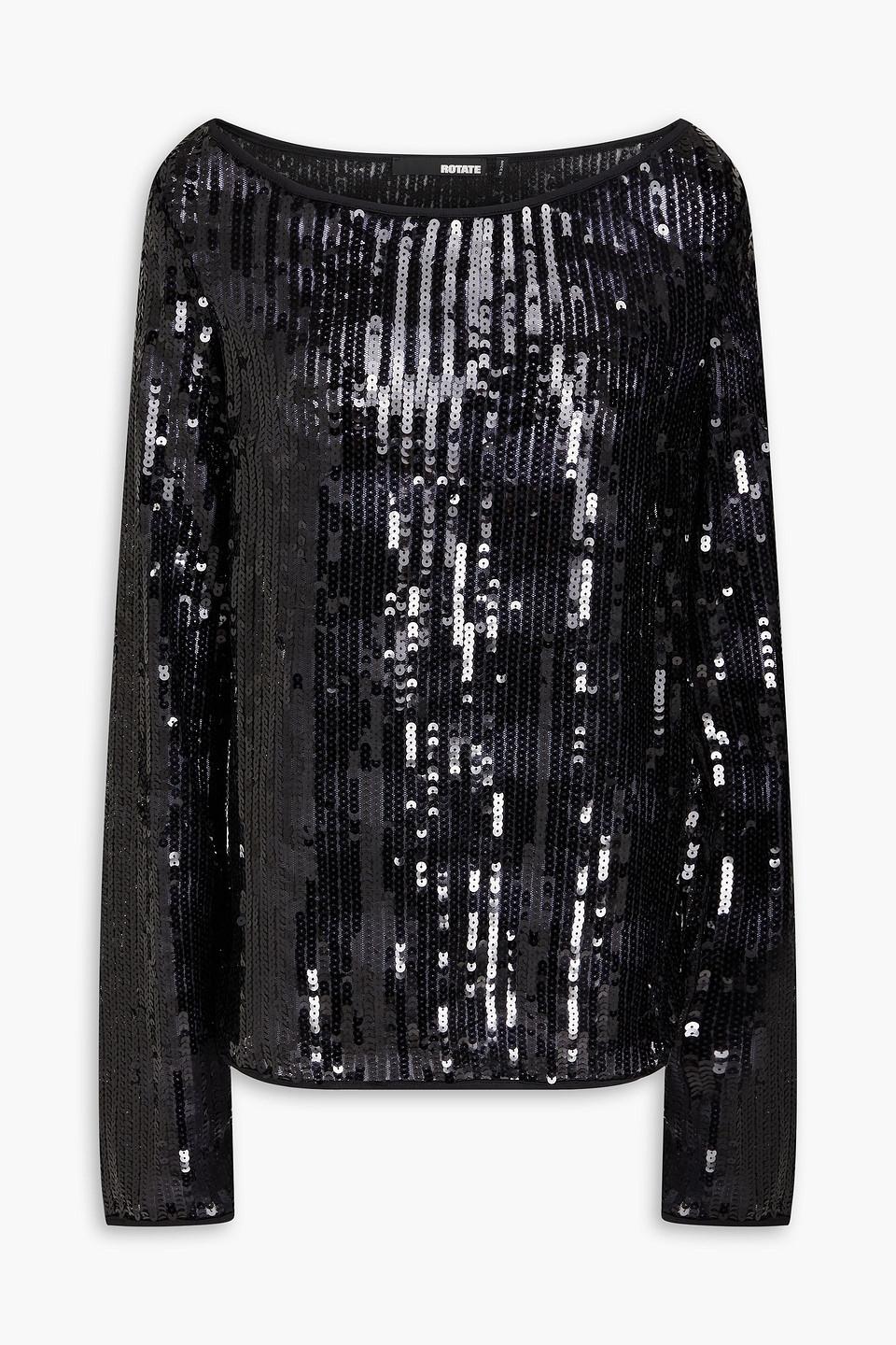 ROTATE BIRGER CHRISTENSEN OFF-THE-SHOULDER SEQUINED STRETCH-MESH TOP