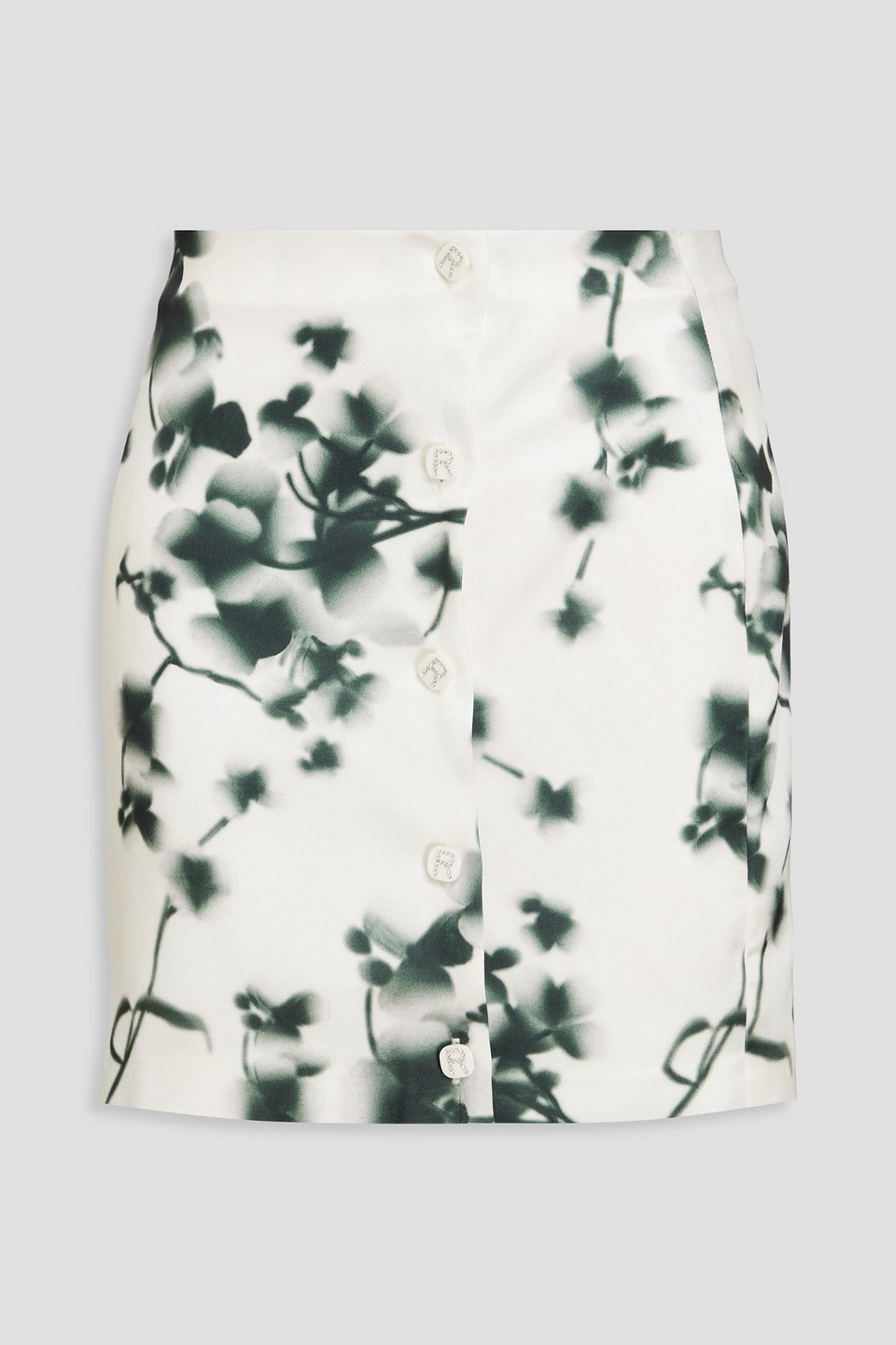 Rotate Birger Christensen Crystal-embellished Floral-print Satin Mini Skirt In Ecru