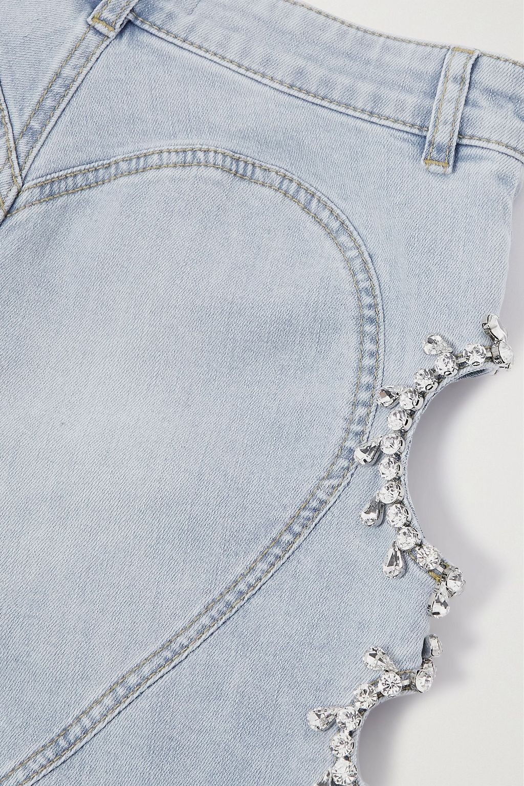 AREA Cutout crystal-embellished high-rise skinny jeans