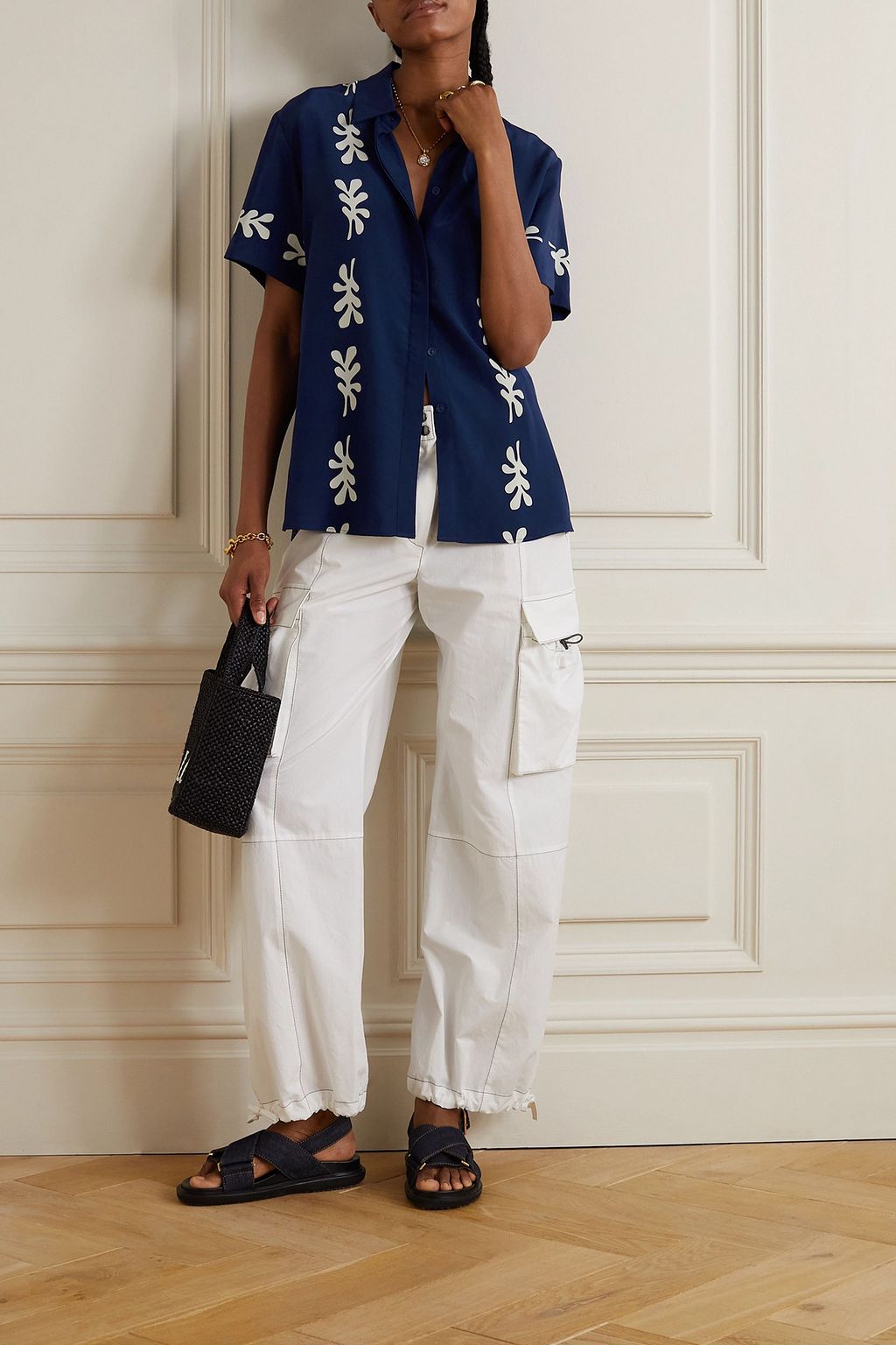 MATTEAU Printed silk organic crepe de chine shirt