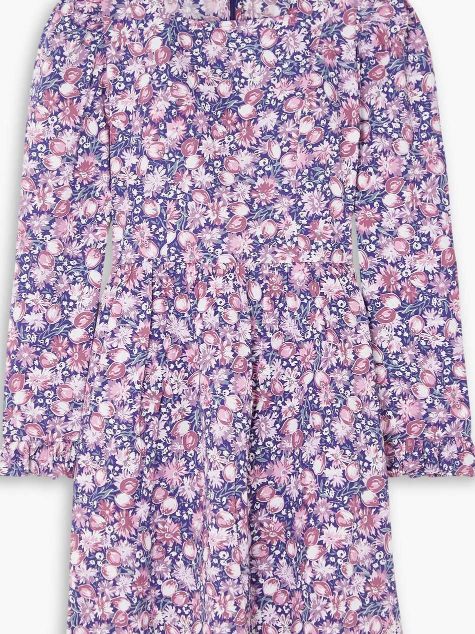 + laura ashley ruffled floral-print cotton-poplin mini dress