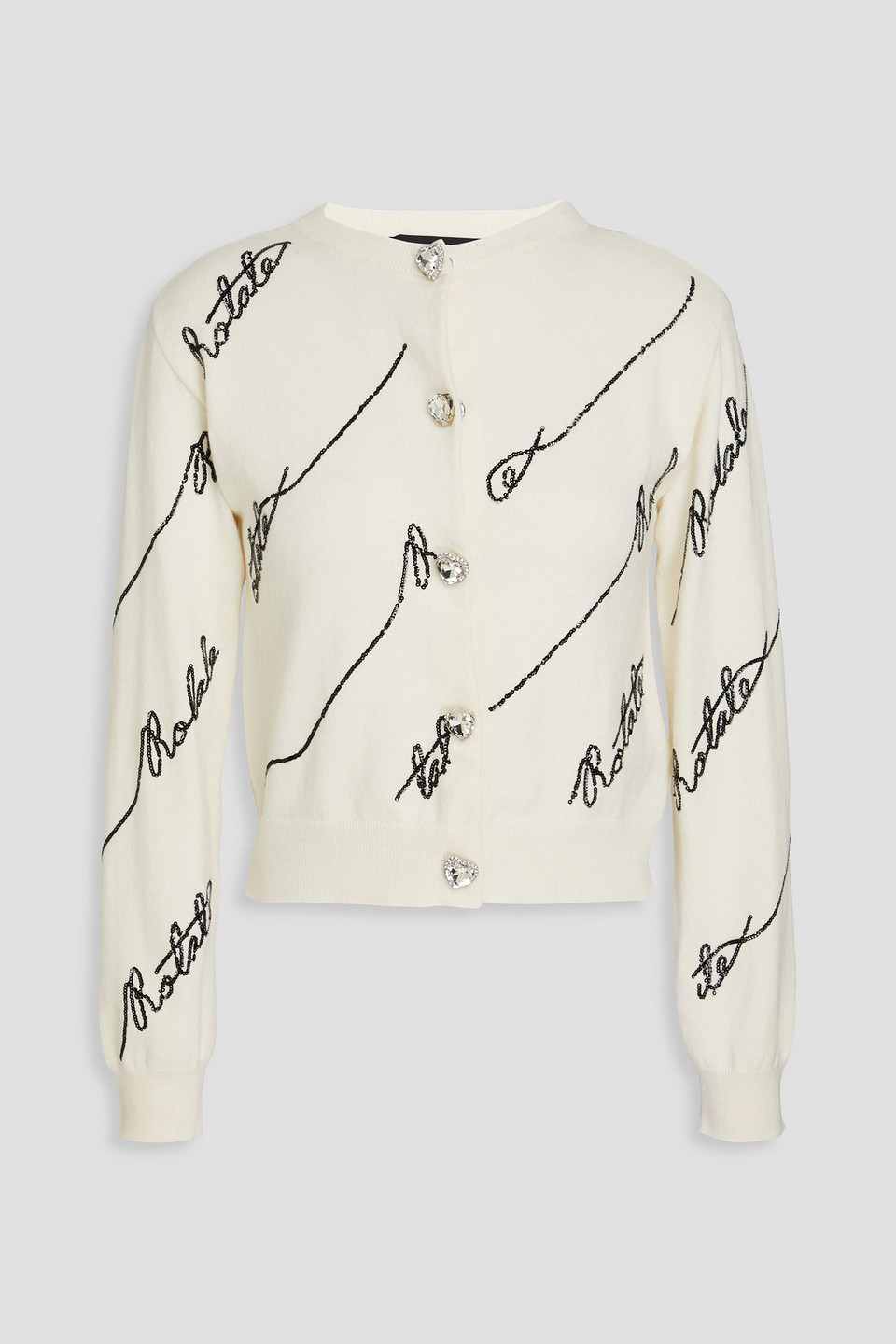 Rotate Birger Christensen Embellished Cotton-blend Cardigan In Ivory