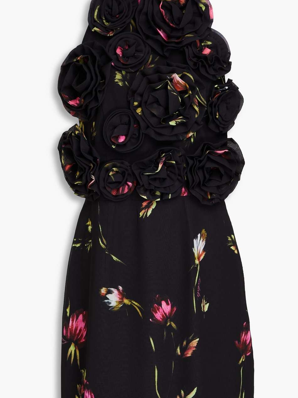 open-back floral-print chiffon halterneck mini dress
