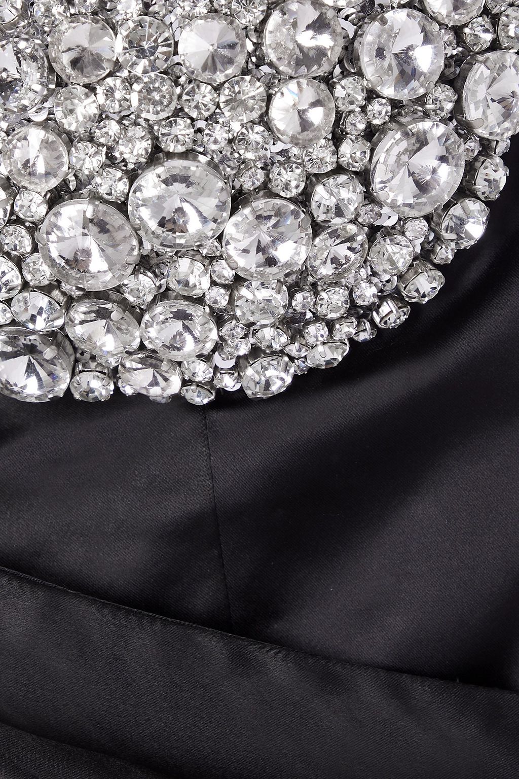 AREA Cropped crystal-embellished draped satin bustier top