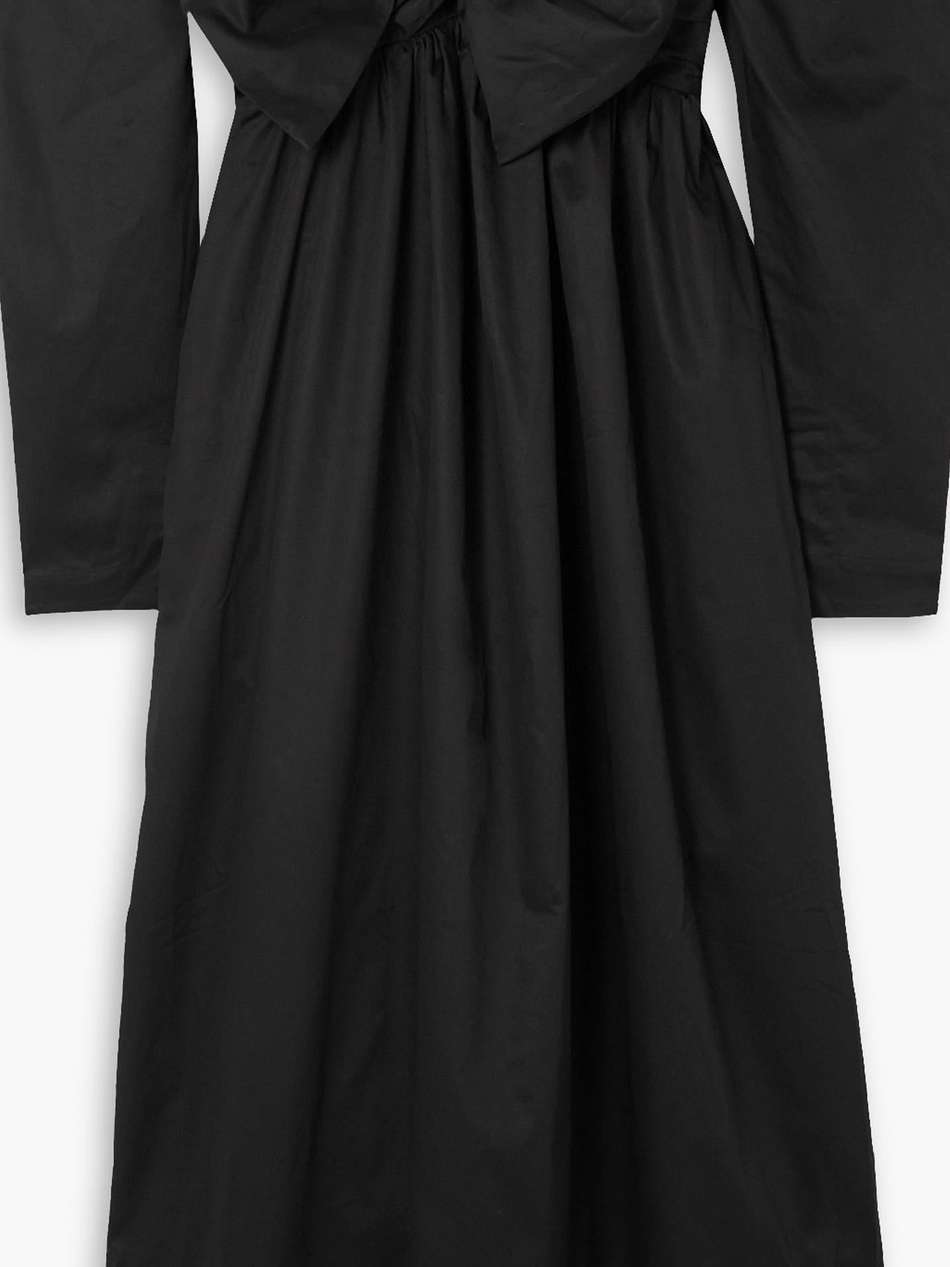 valentina off-the-shoulder bow-detailed cotton-poplin midi dress