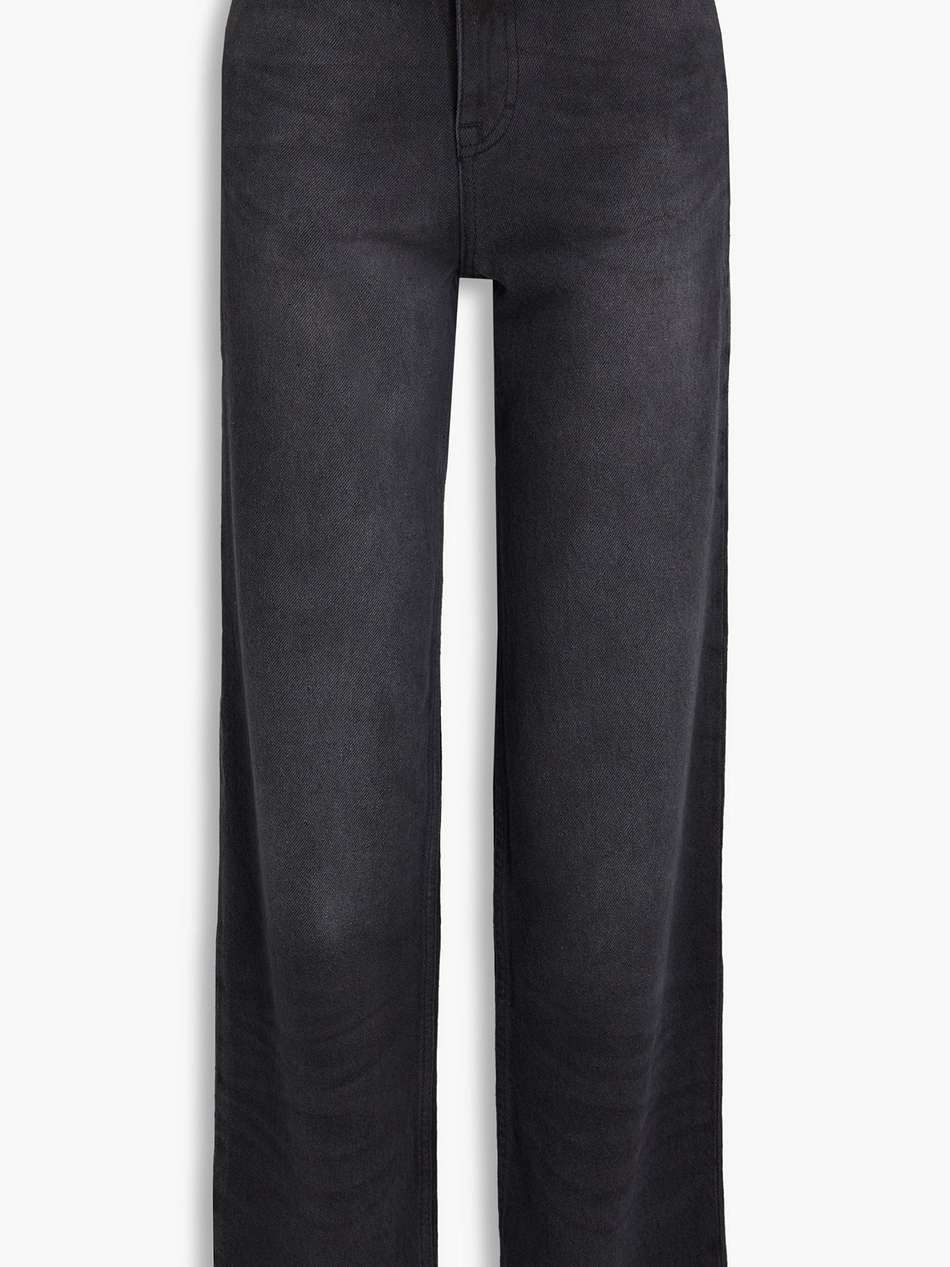 appliquéd high-rise straight-leg jeans
