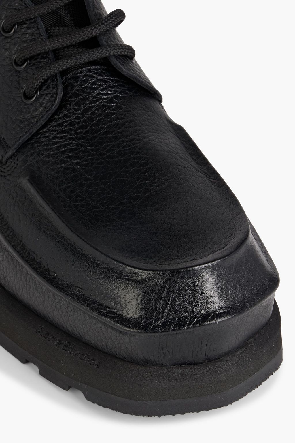 ACNE STUDIOS Canvas-trimmed pebbled-leather derby shoes