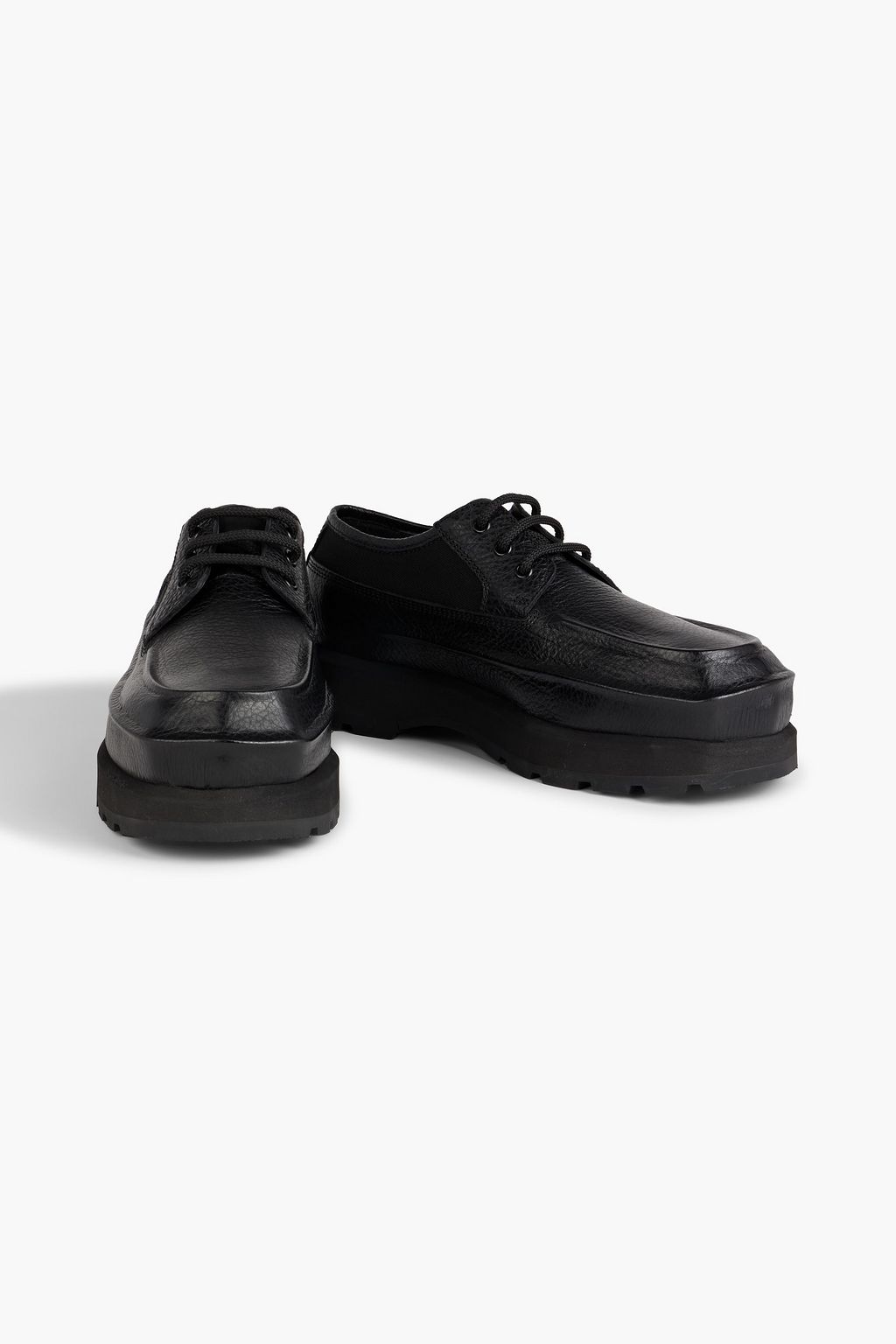 ACNE STUDIOS Canvas-trimmed pebbled-leather derby shoes