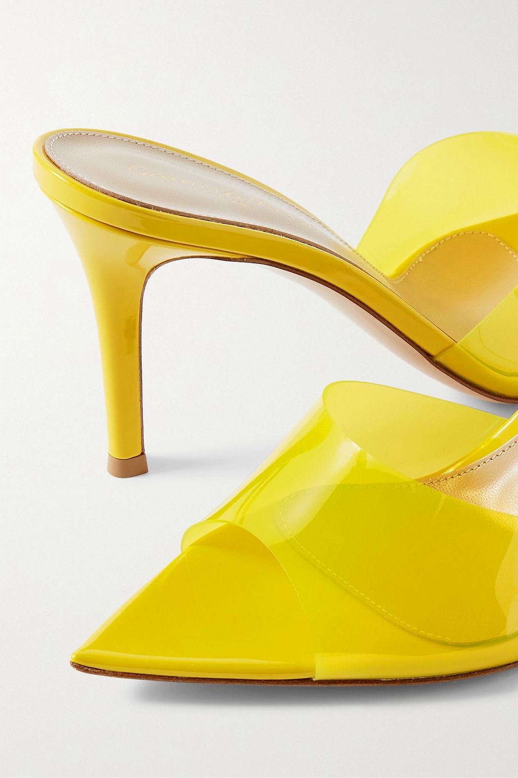 GIANVITO ROSSI Elle 85 patent-leather and PVC mules
