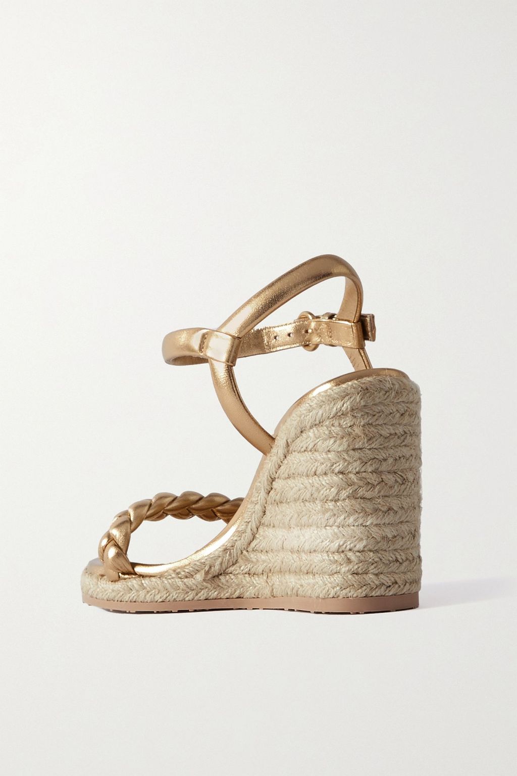 GIANVITO ROSSI Cruz 85 braided metallic leather espadrille wedge sandals