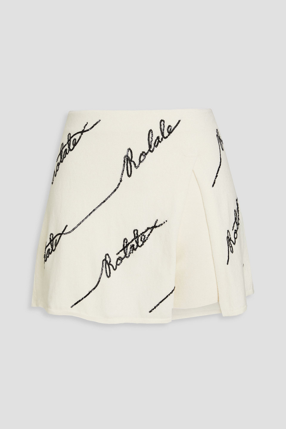 Rotate Birger Christensen Layered Sequin-embellished Cotton-blend Mini Skirt In Ivory