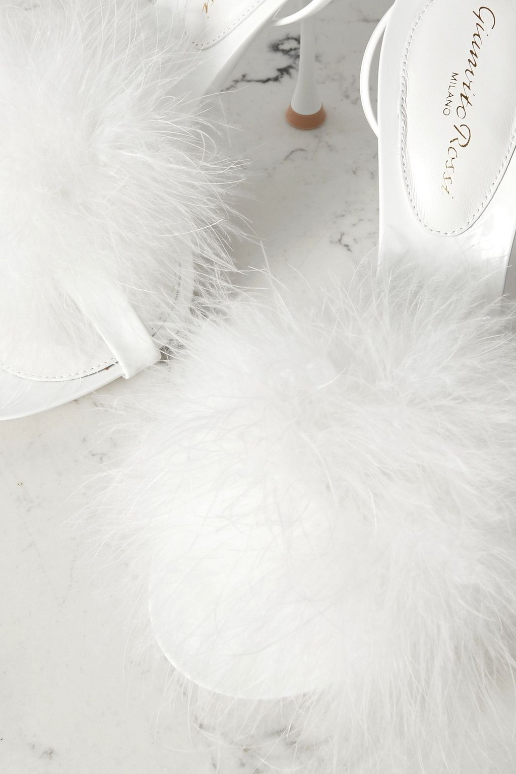 GIANVITO ROSSI Spice Plume 95 feather-embellished patent-leather sandals